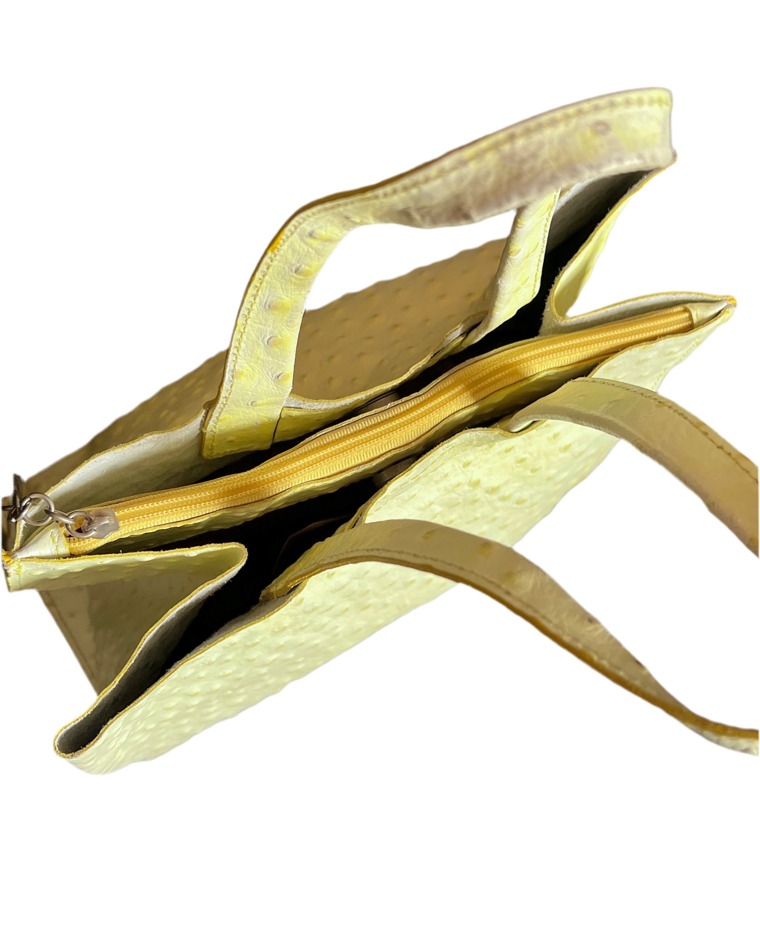 ostrich leather square hand bag