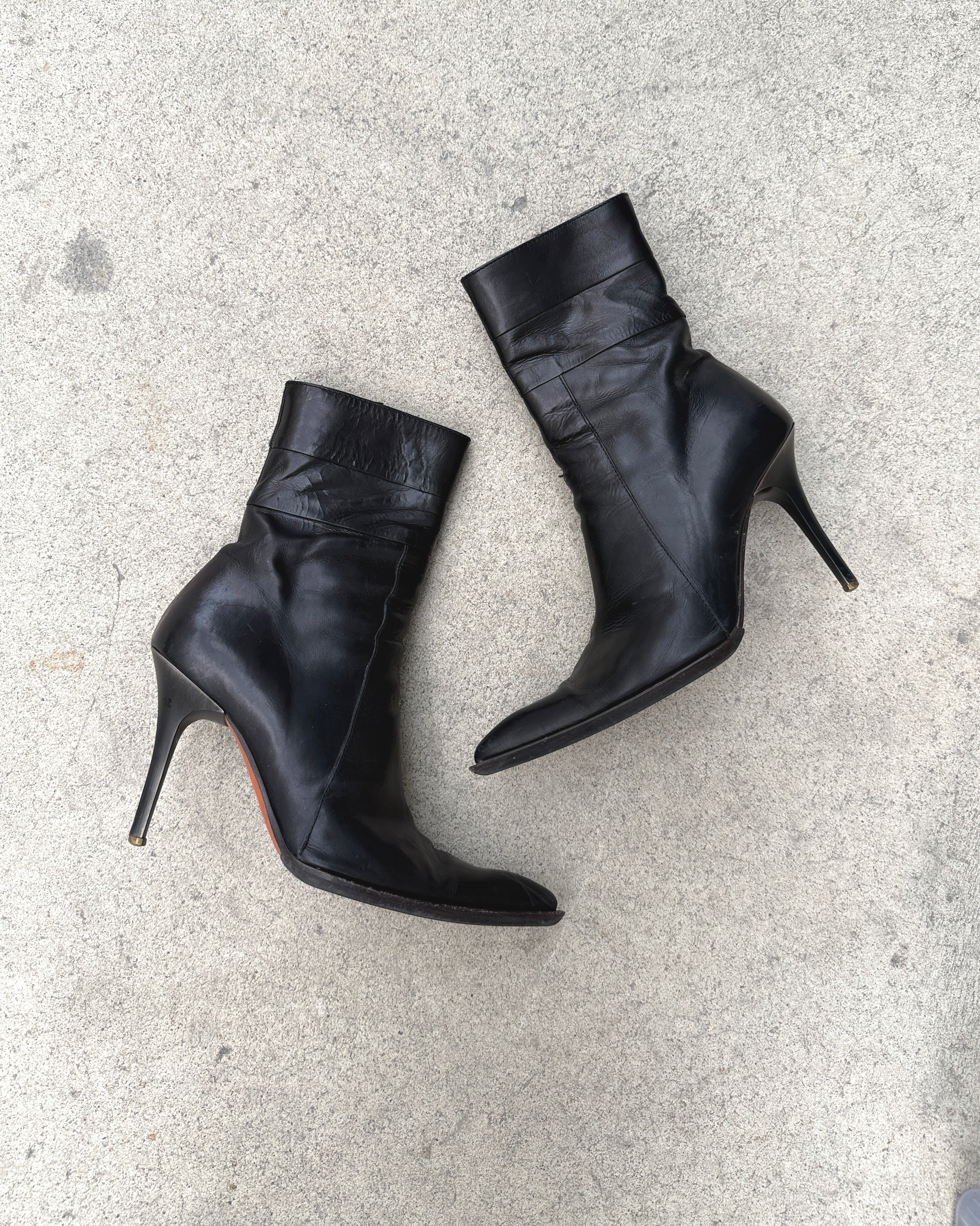 stiletto leather ankle heeled boots
