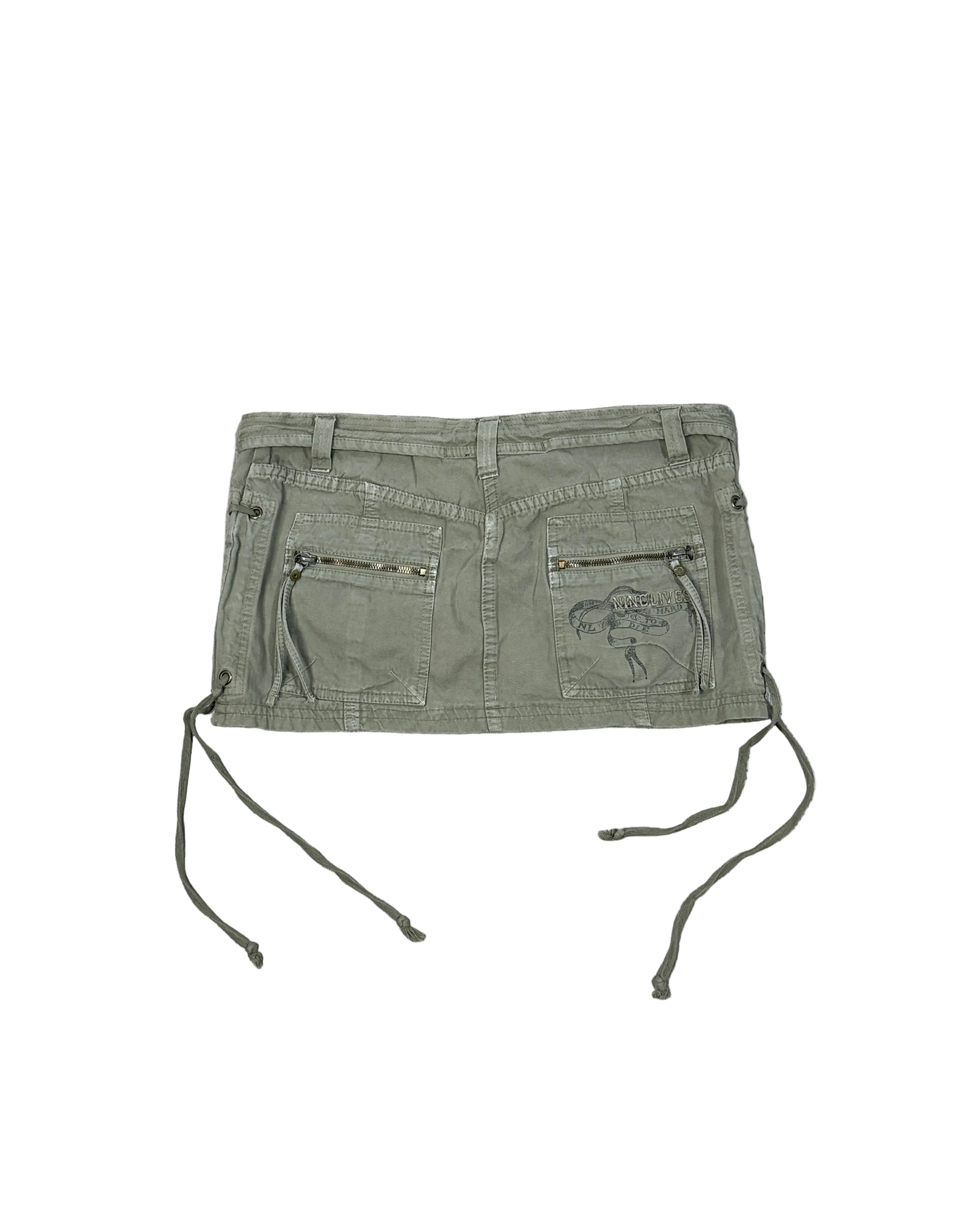 studded cross cargo micro mini skirt