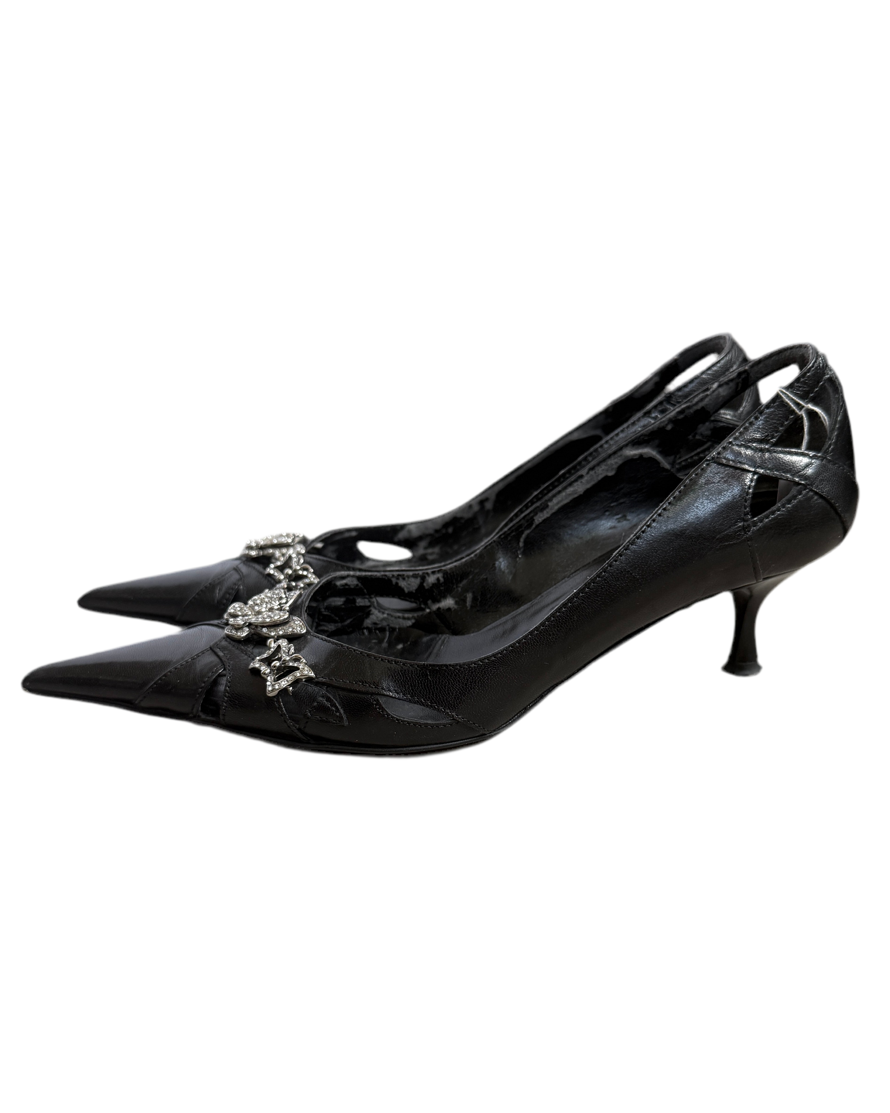 bianco leather kitten heels