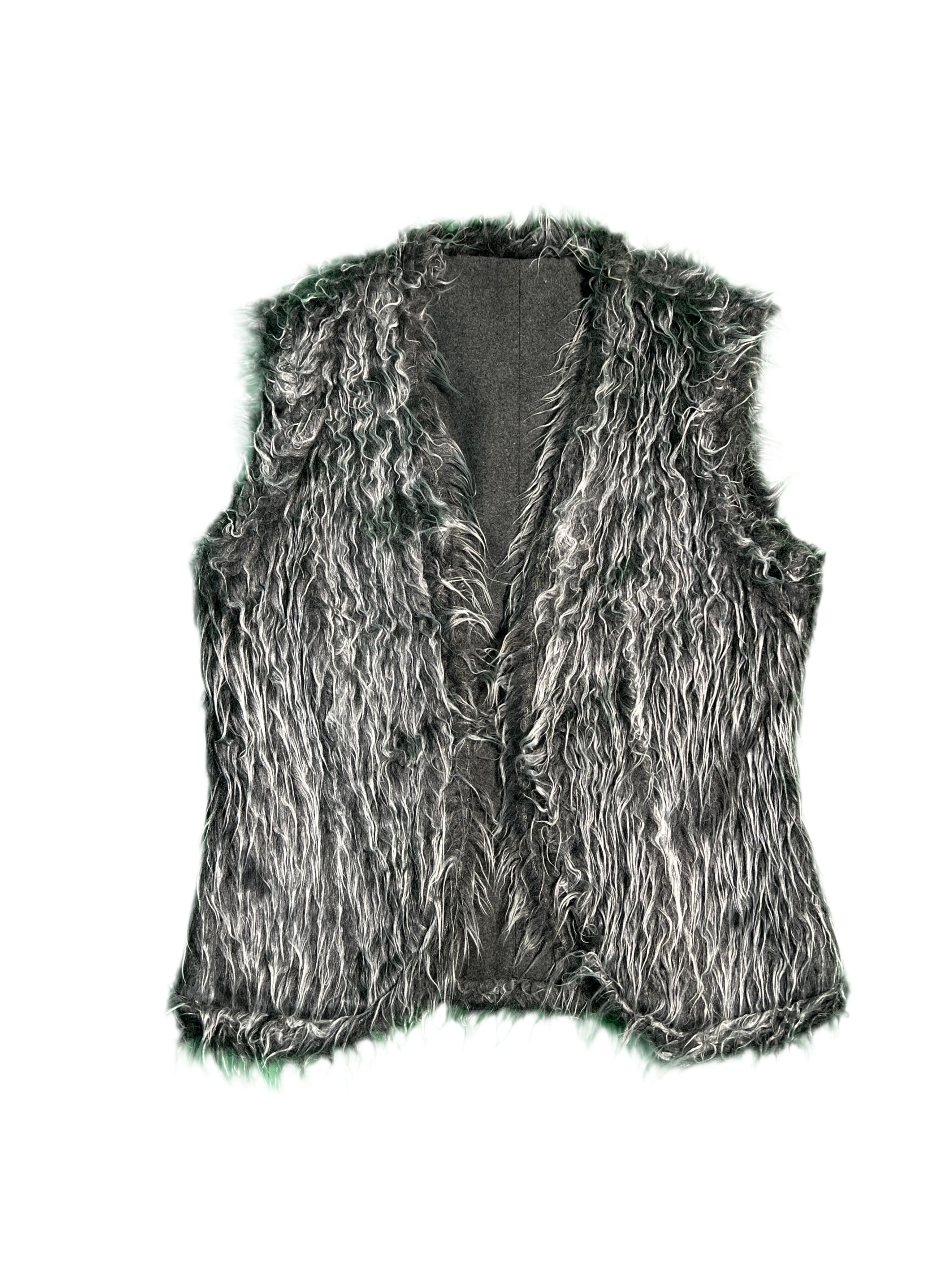 faux fur shearling vest 2-way