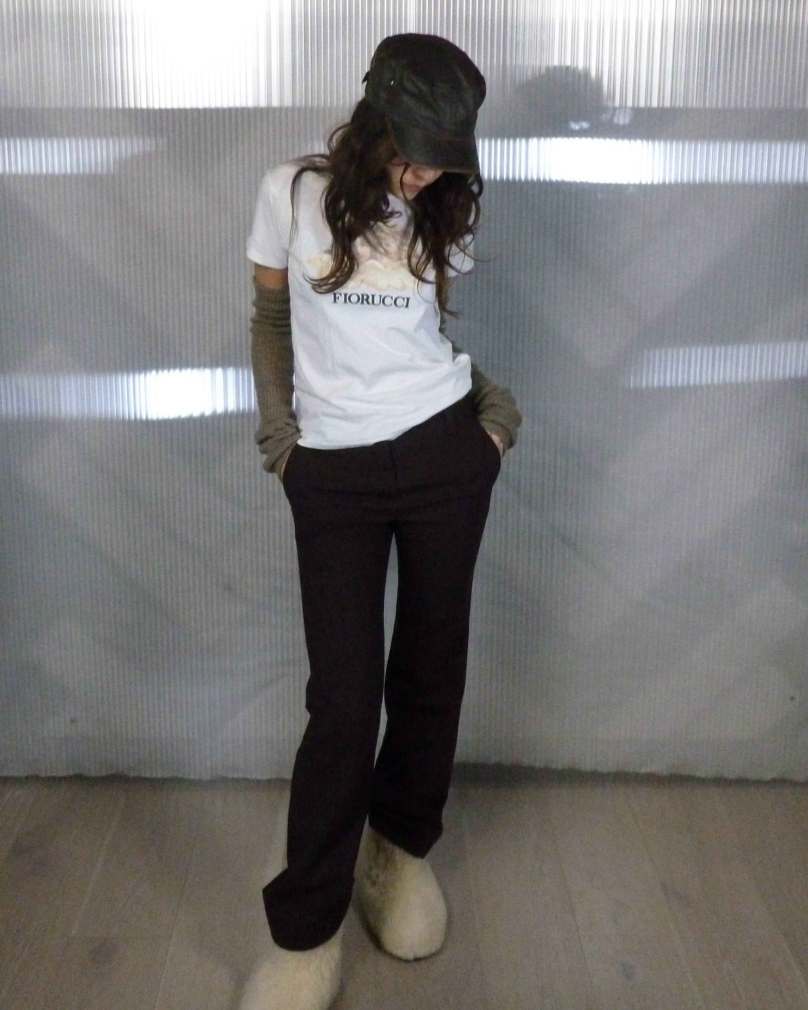 wool blend low waist tailored trousers