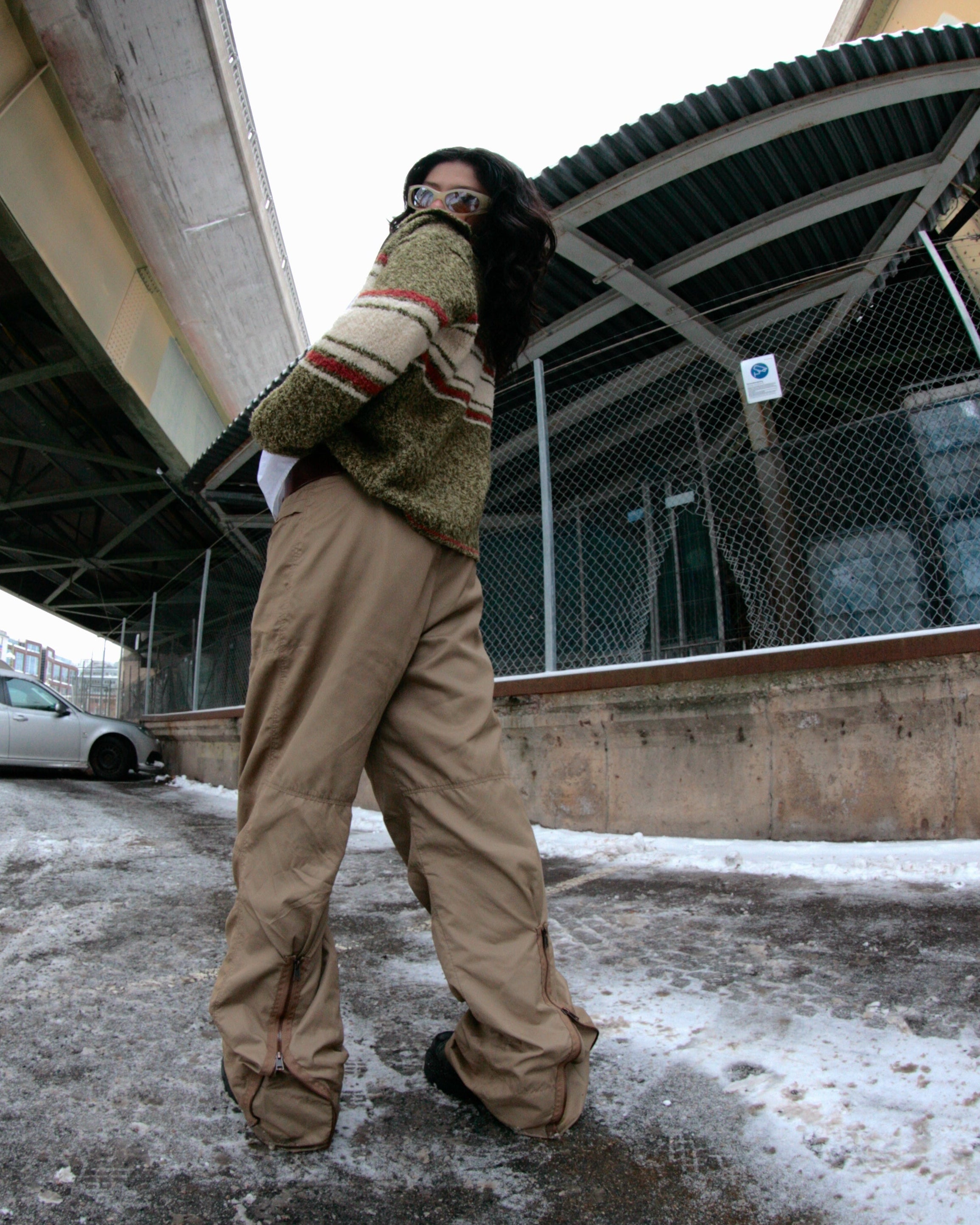 DKNY sporty flared cargo trousers