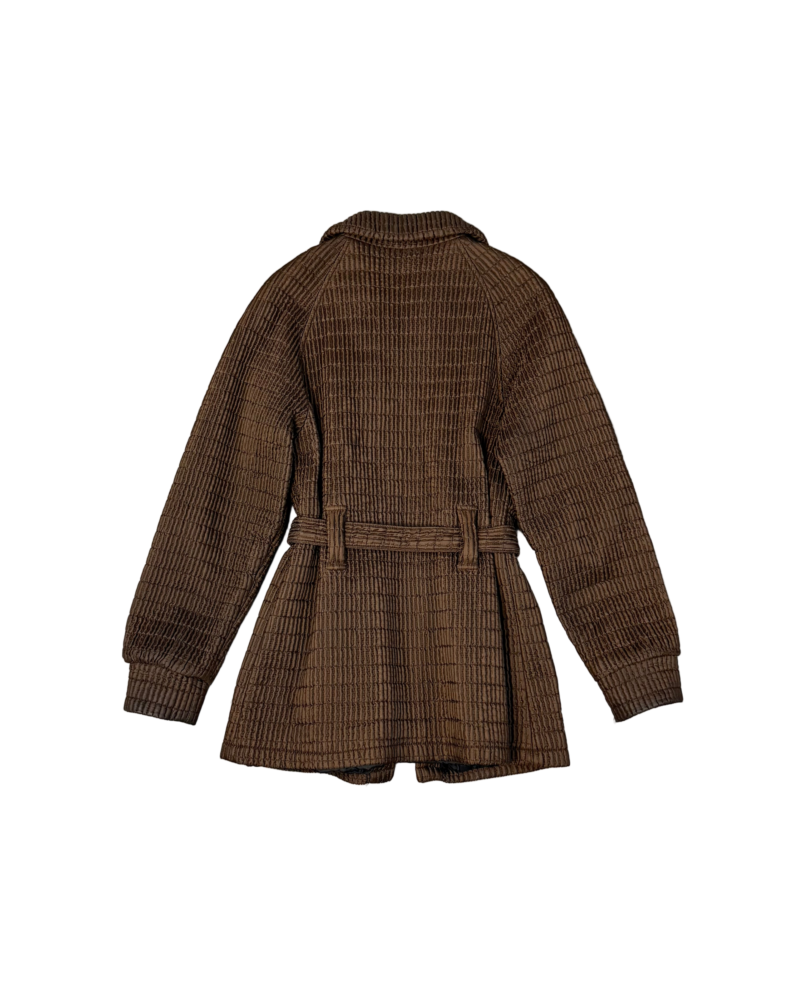 ribbed belted puffer jacket