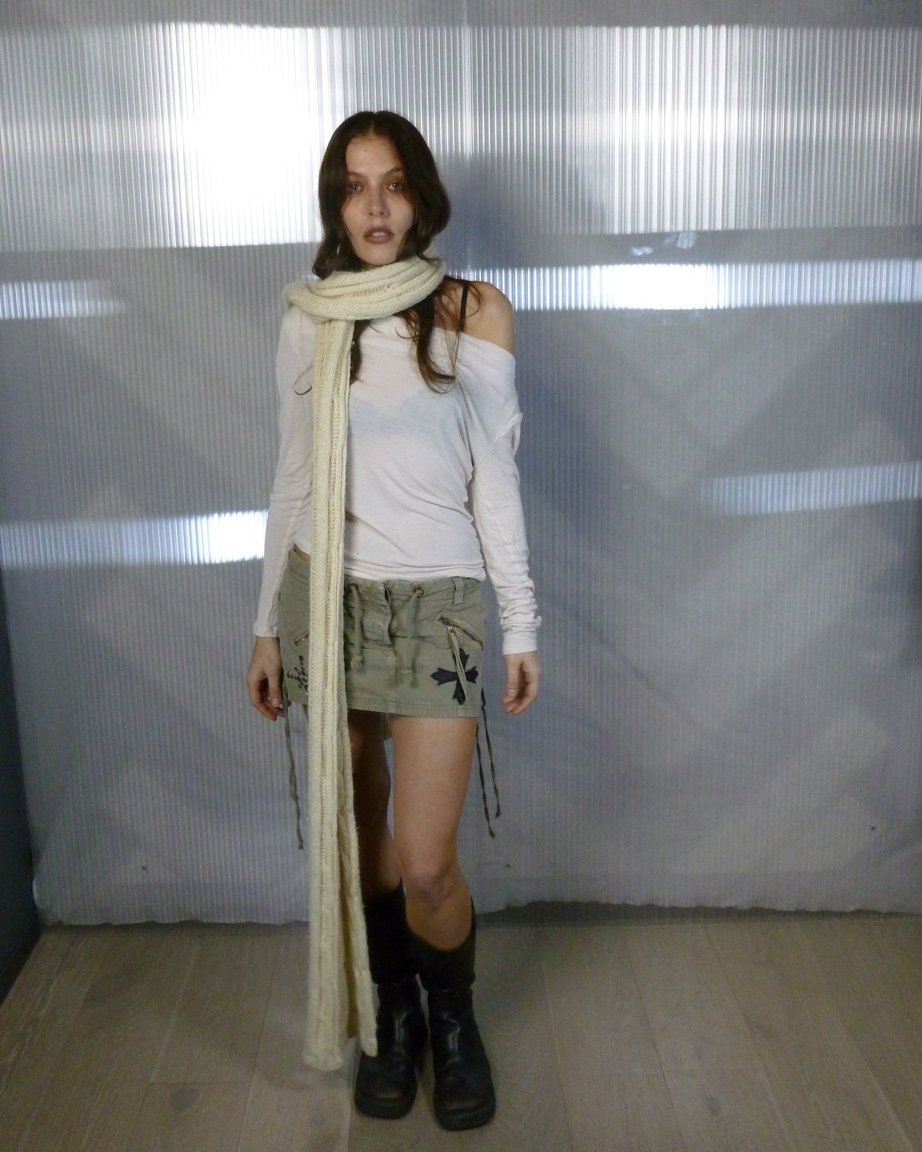DKNY superlong wool cable knit scarf