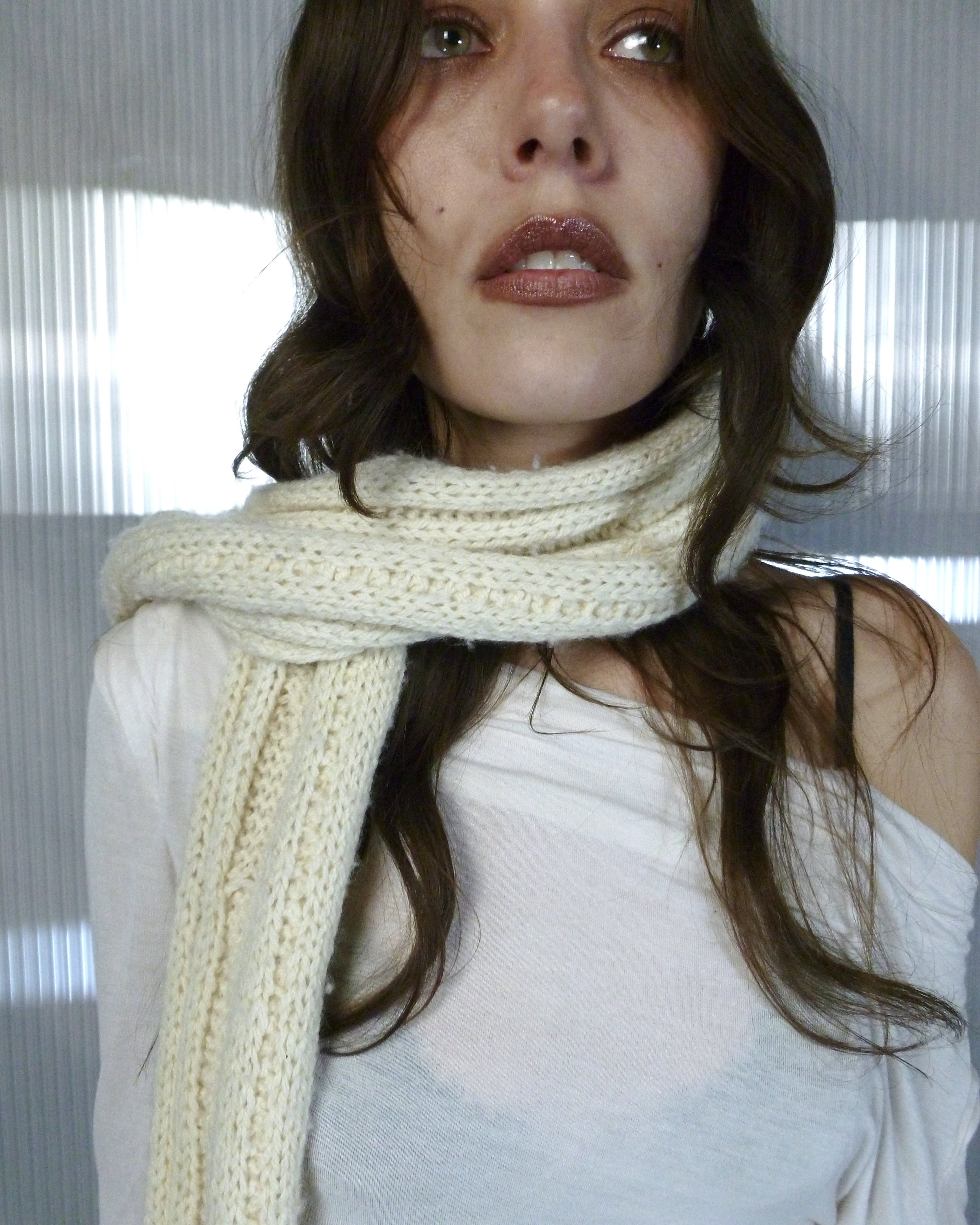 DKNY superlong wool cable knit scarf