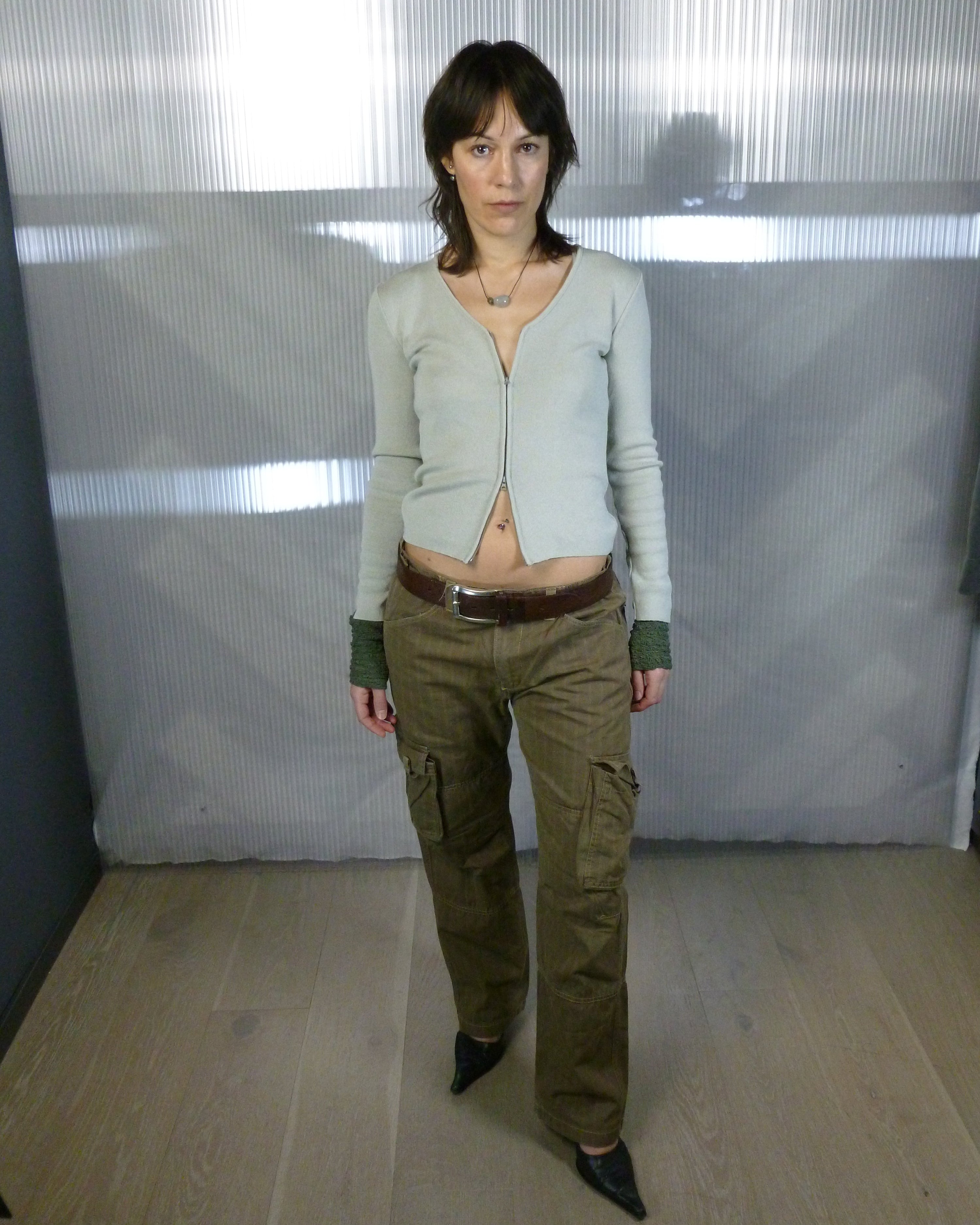 striped straight fit cotton cargo trousers