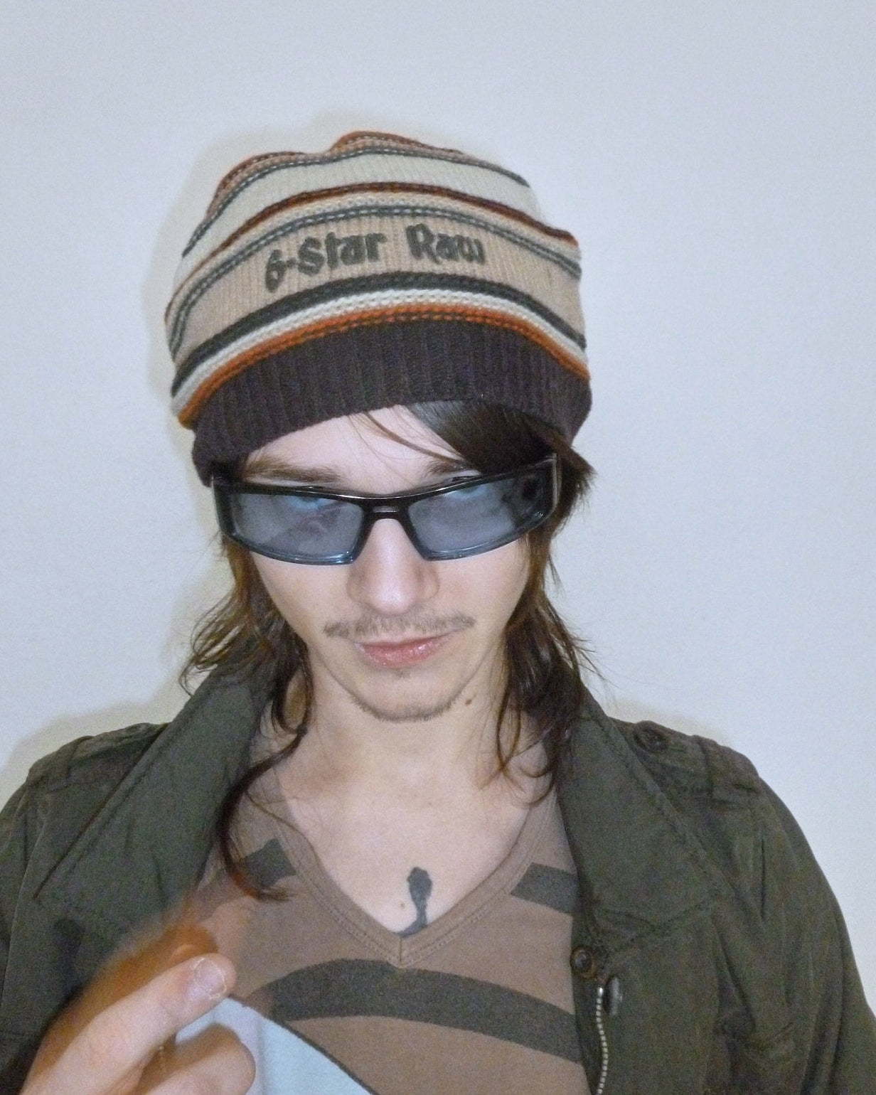 G STAR striped wool short beanie