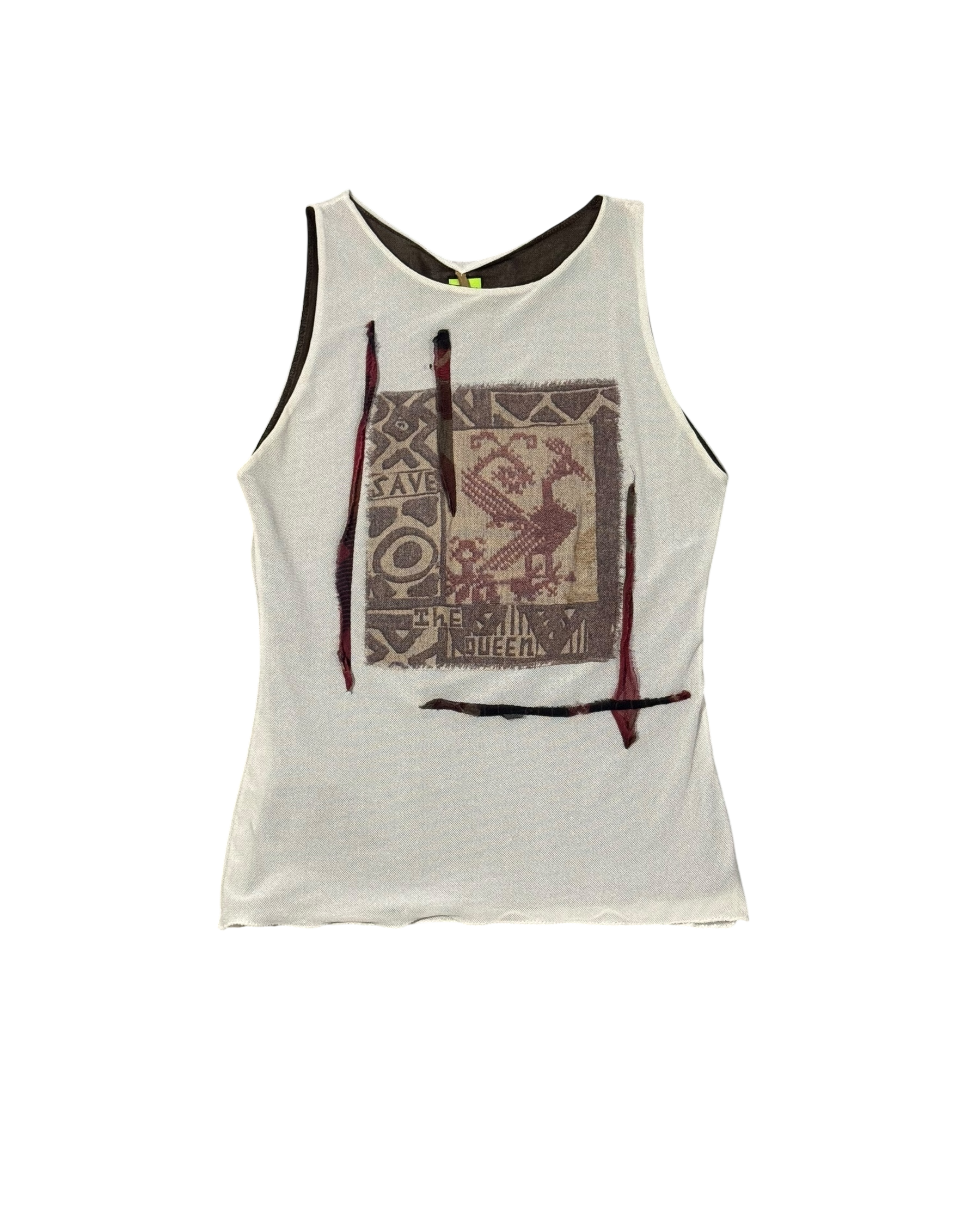 Save The Queen printed mesh tank top