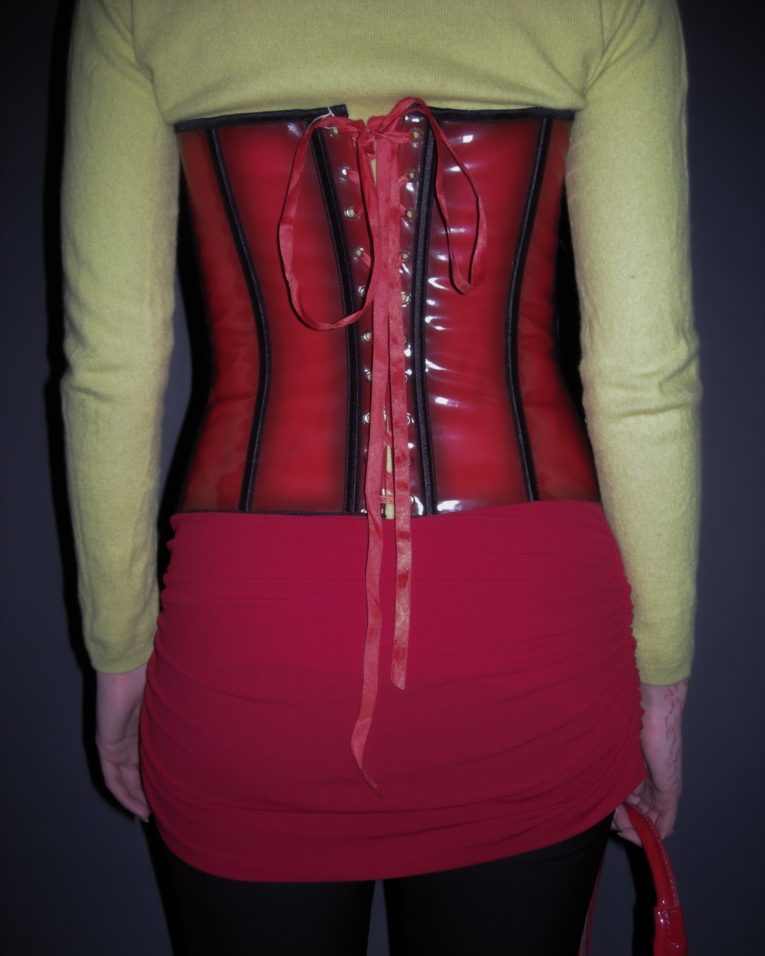 patent glossy structured corset