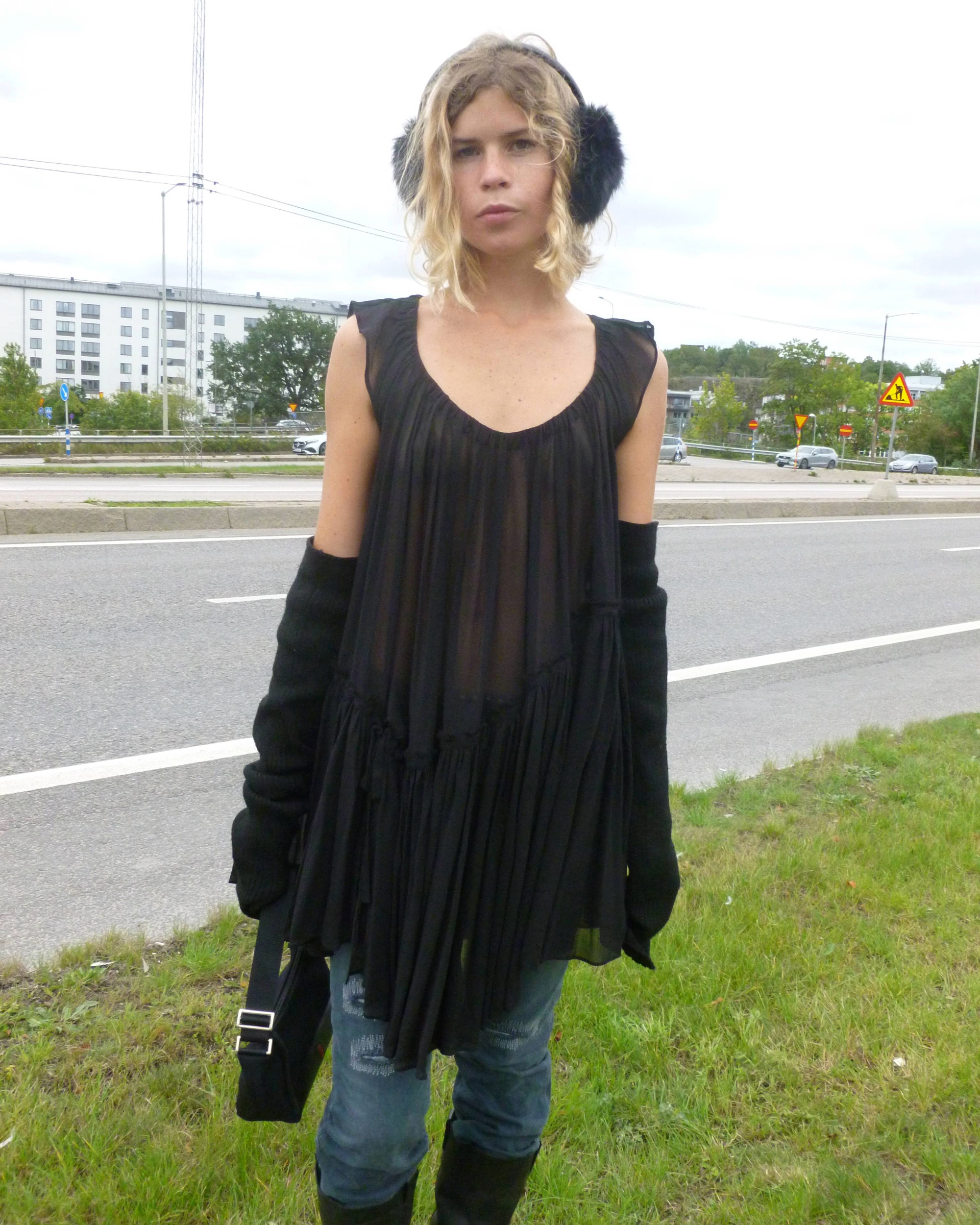 Allsaints transparent peplum chiffon dress