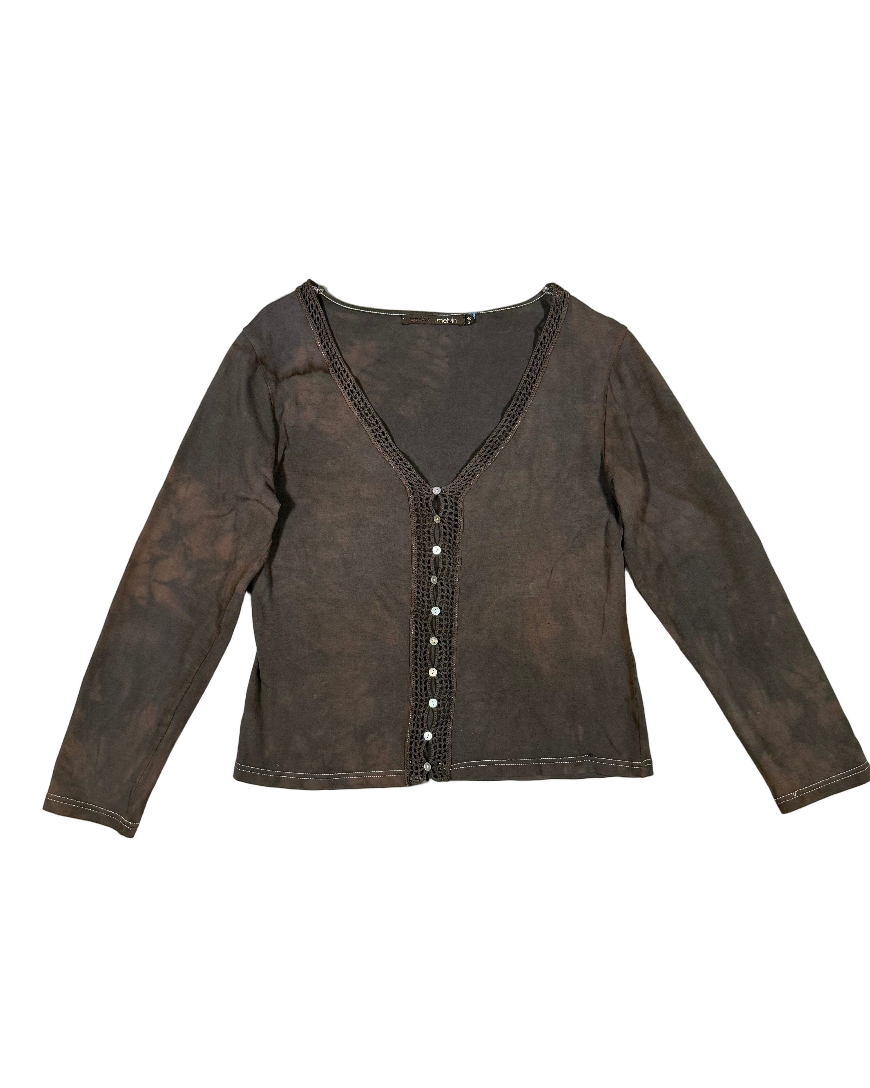 RE-MADE overdyed crochet cotton cardigan