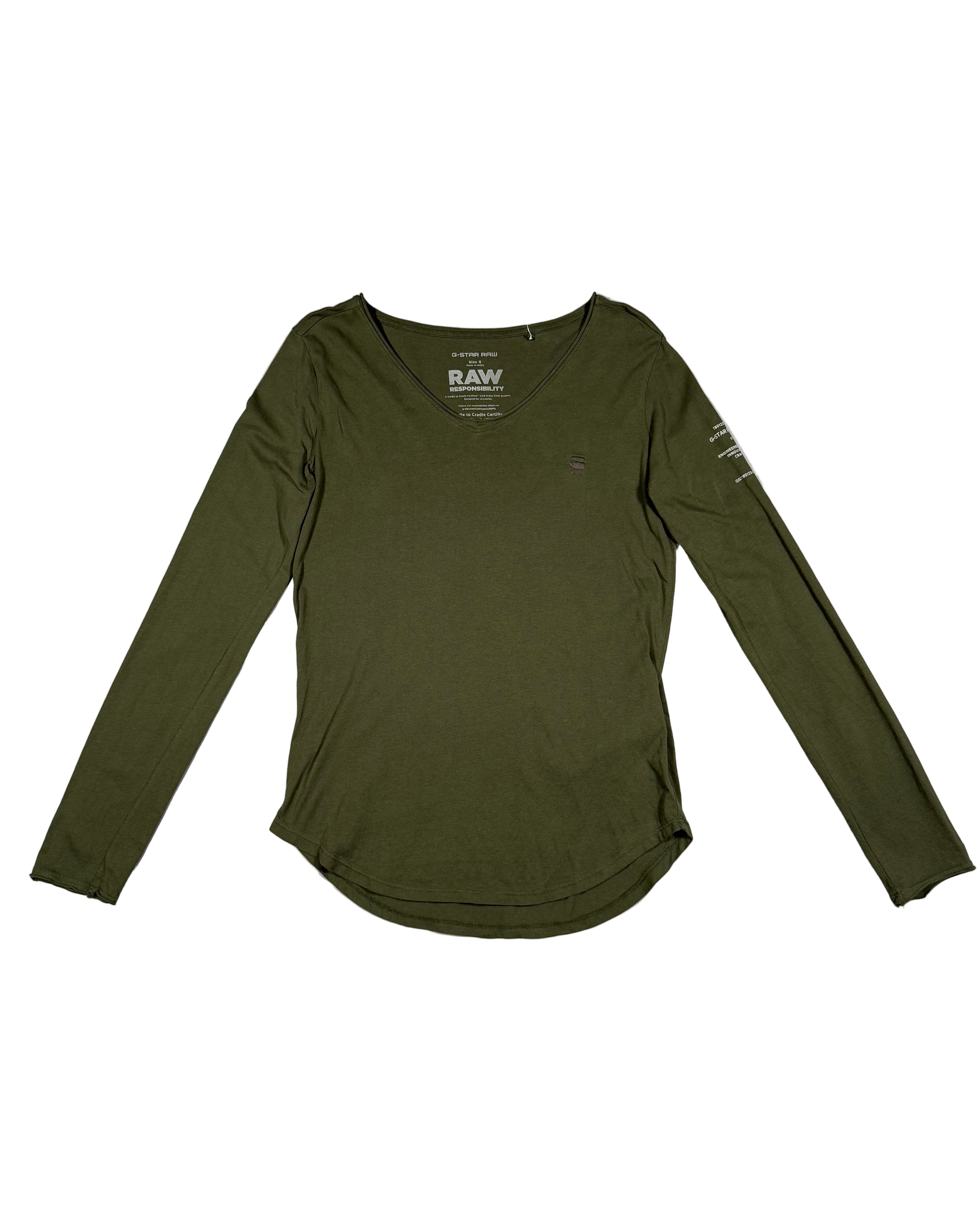 G STAR V neck cotton long sleeve top