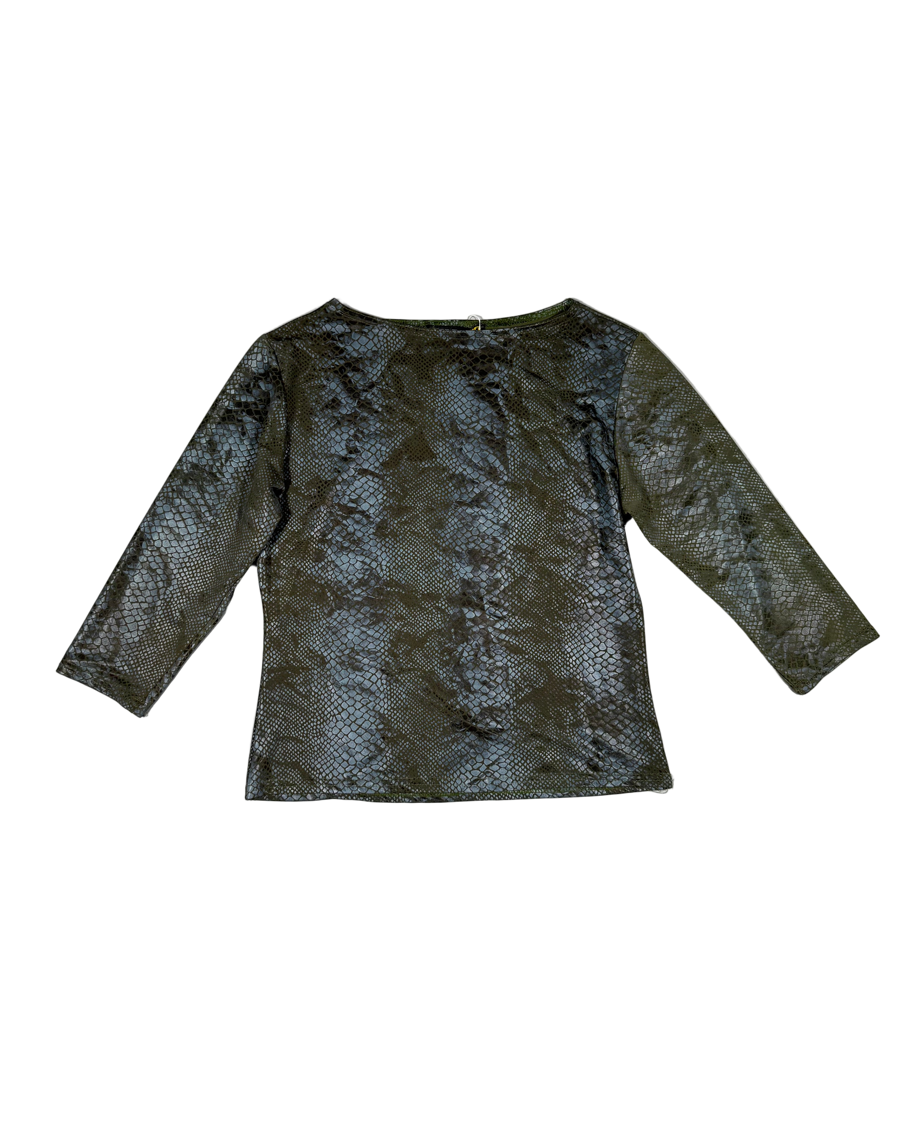 blue snake printed 3/4 sleeve top