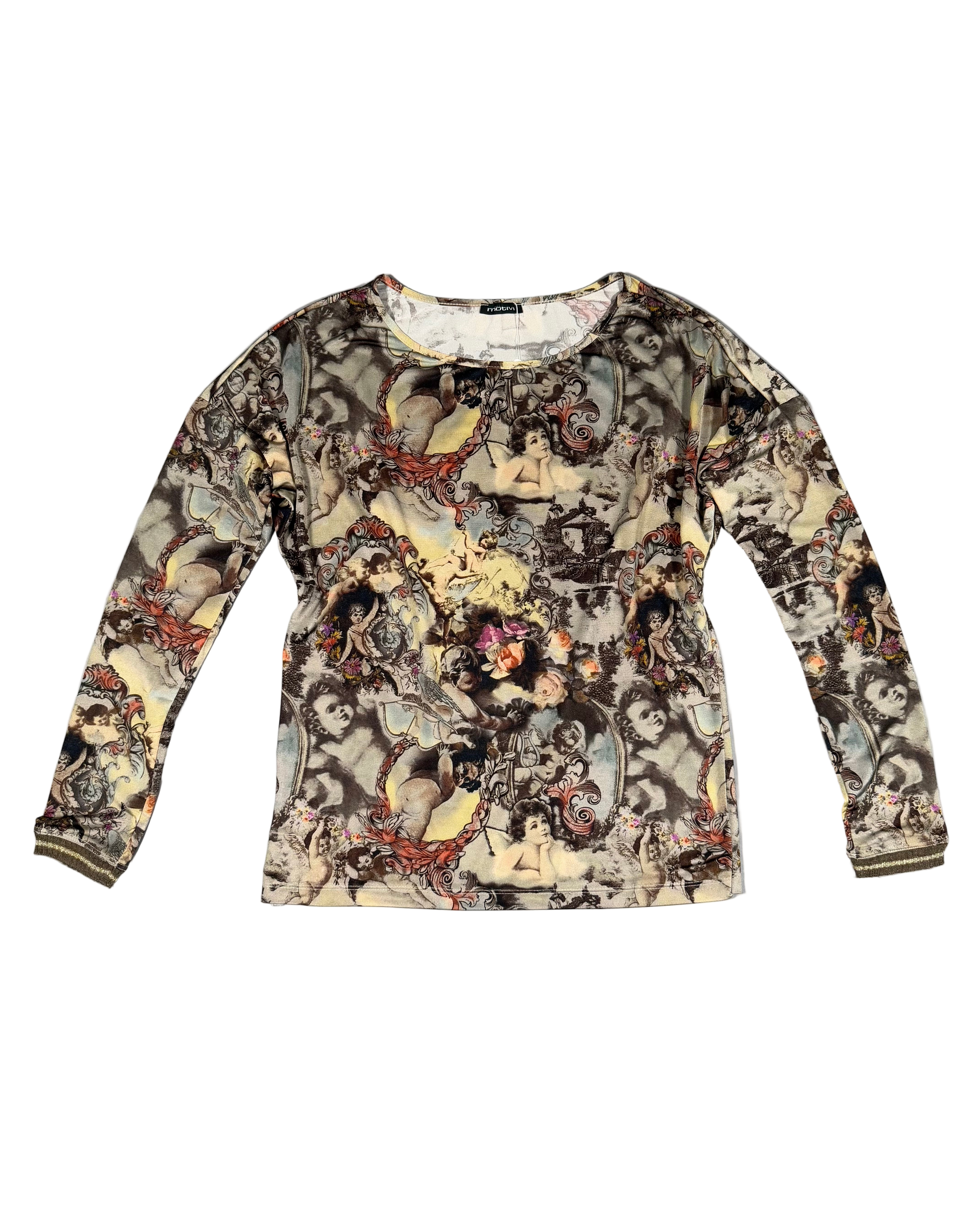 motivi bookmark angels print long sleeve top