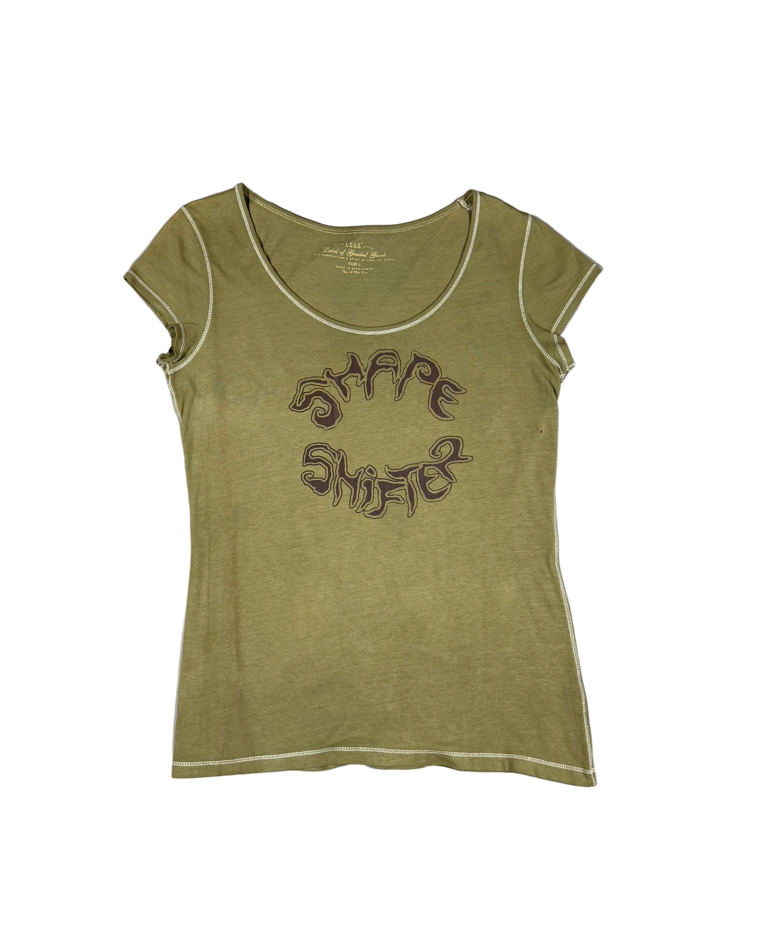 RE-MADE brown logo fitted t-shirt