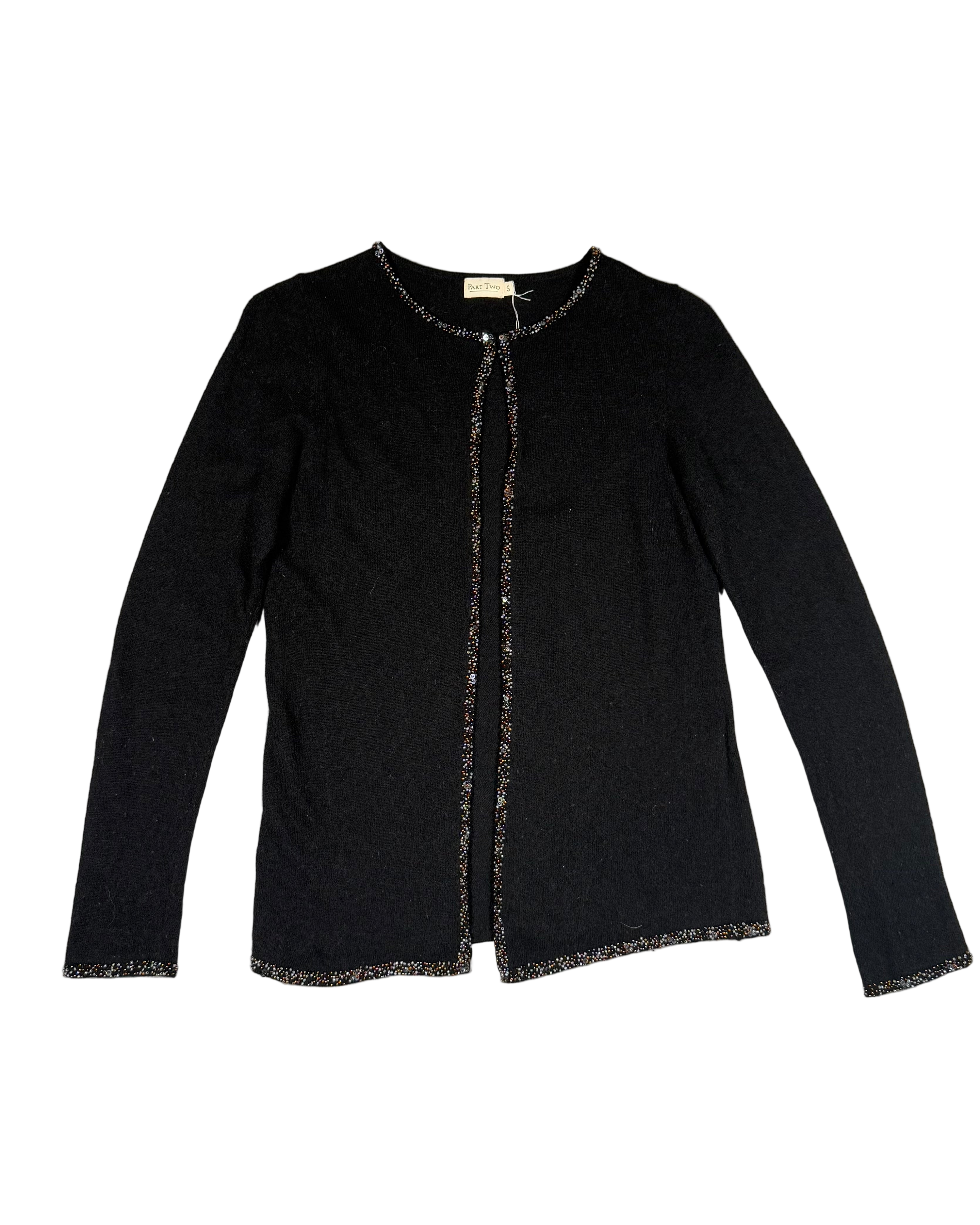 wool blend cardigan w beaded edge