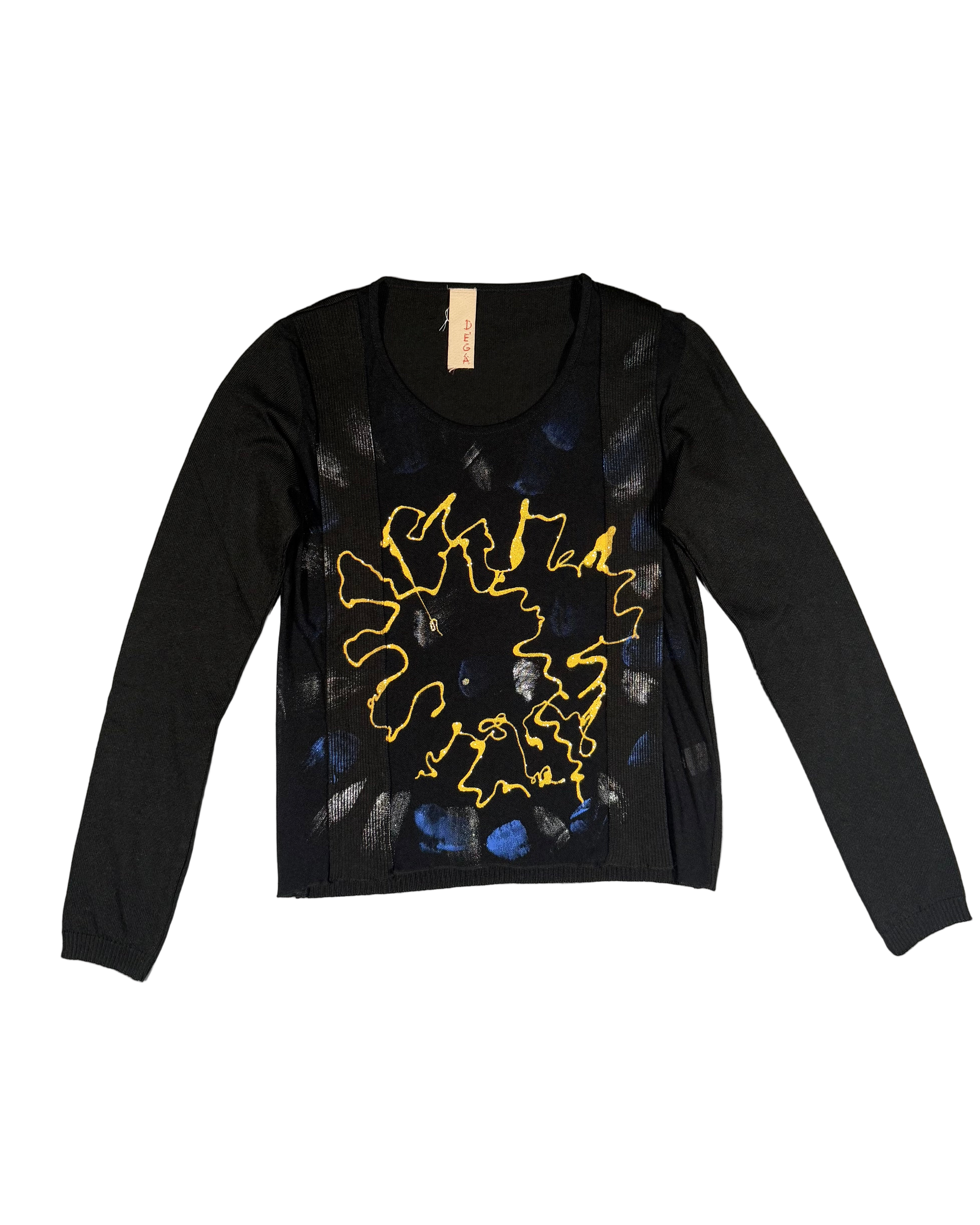 knitted long sleeve top w squiggle print