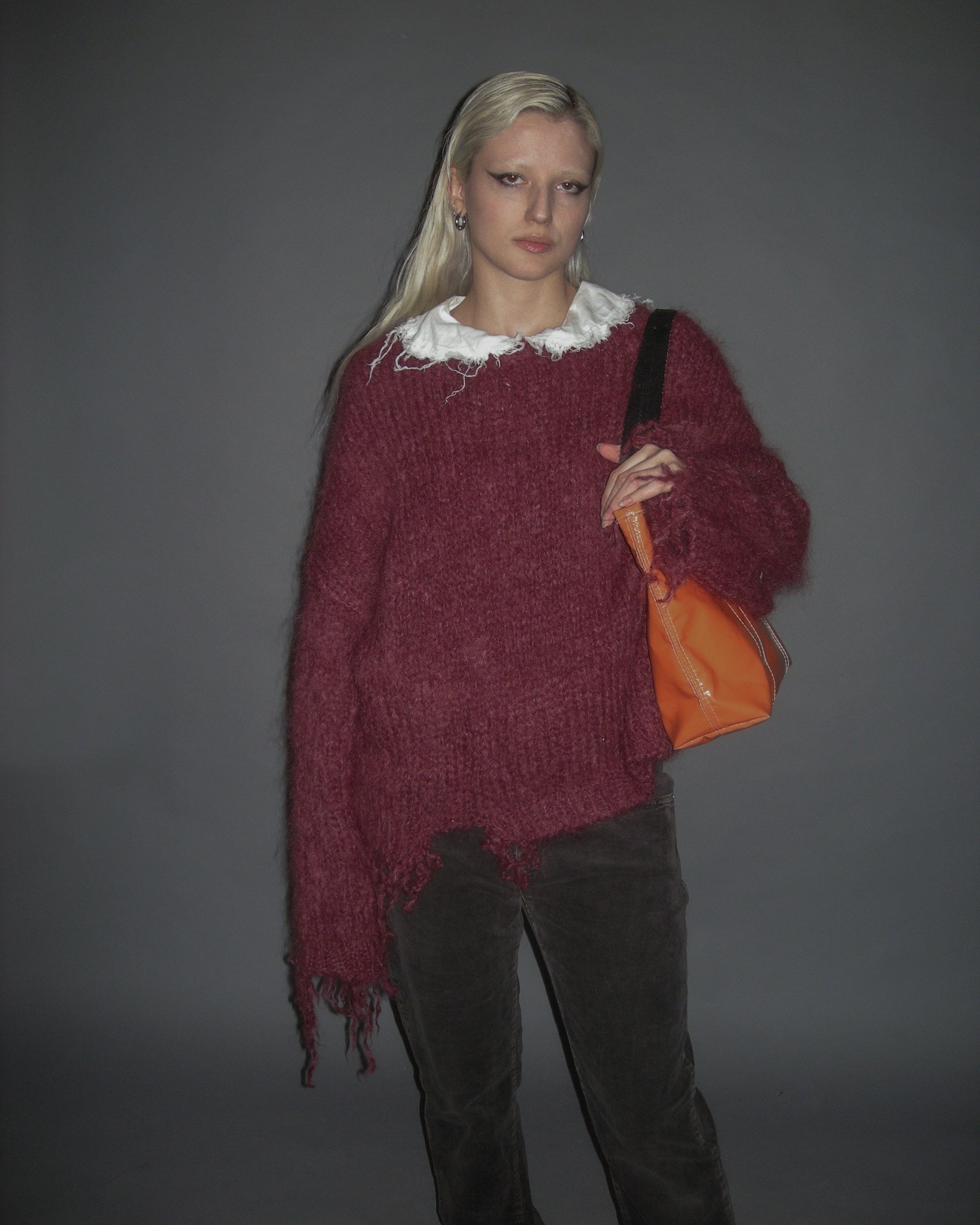 shapeshifter re-made mohair fringed sweater