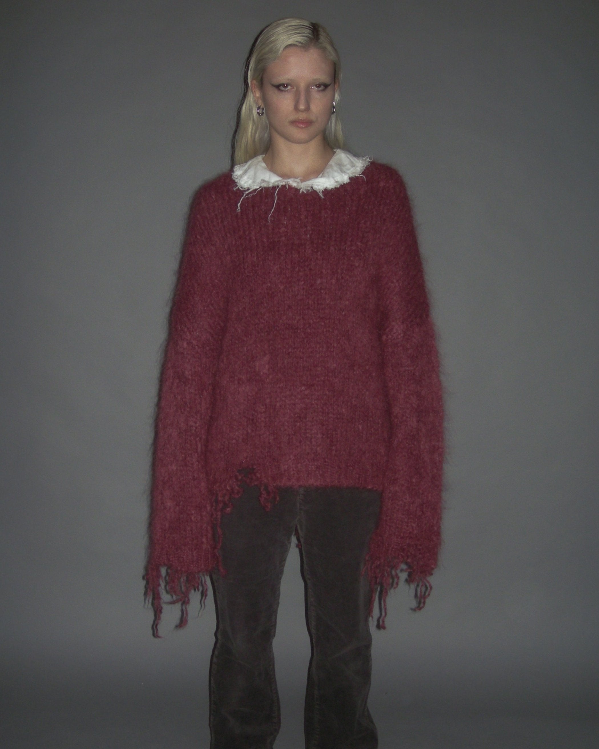 shapeshifter re-made mohair fringed sweater