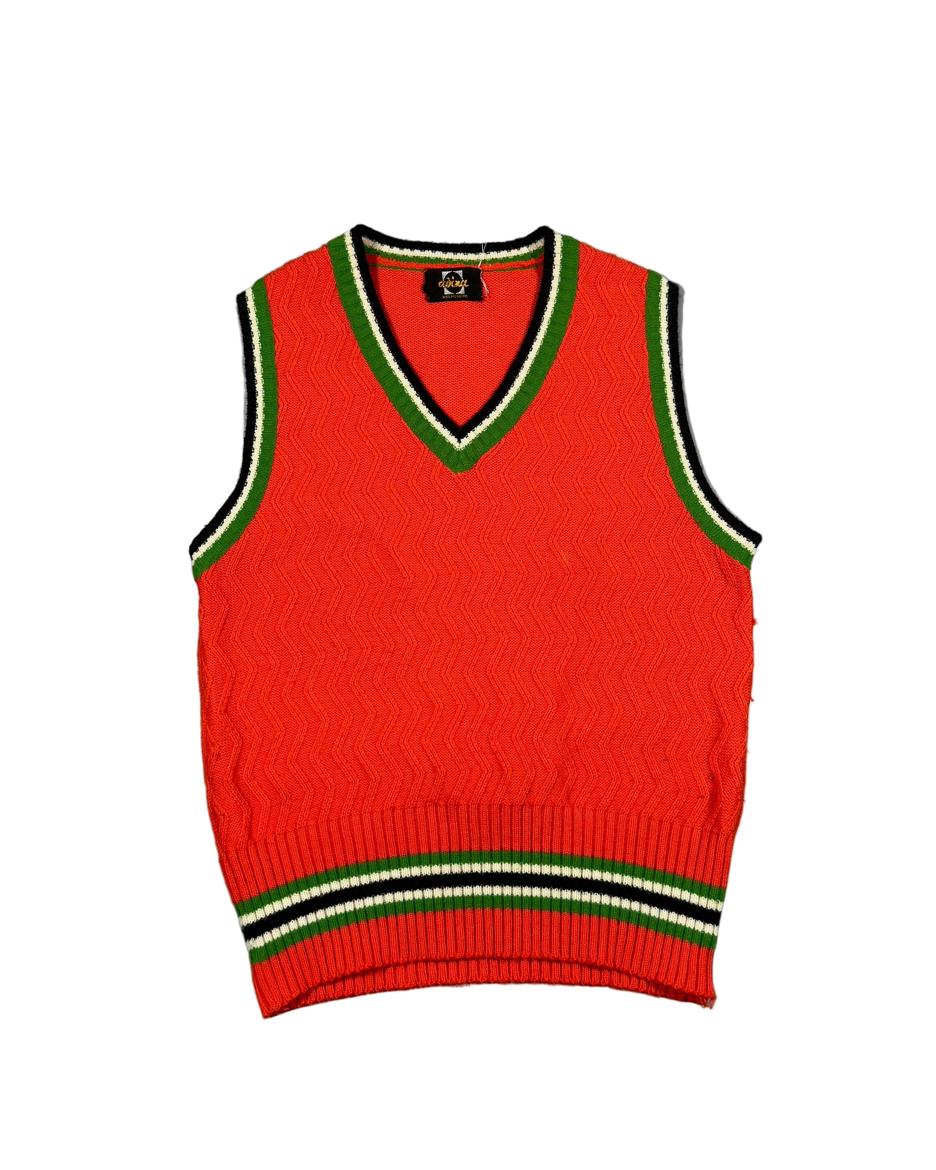 colourful knitted v neck vest