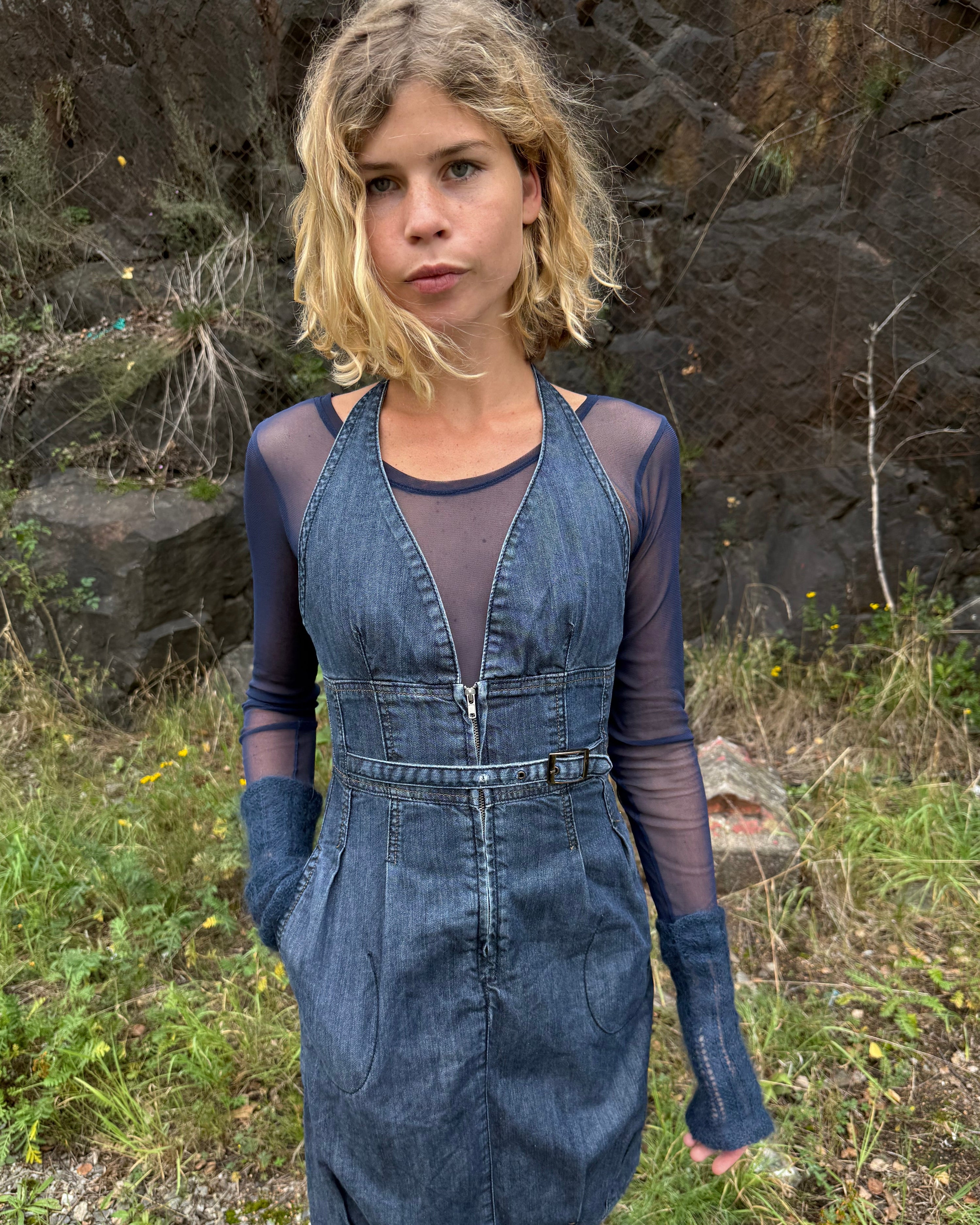 transparent mesh long sleeve top