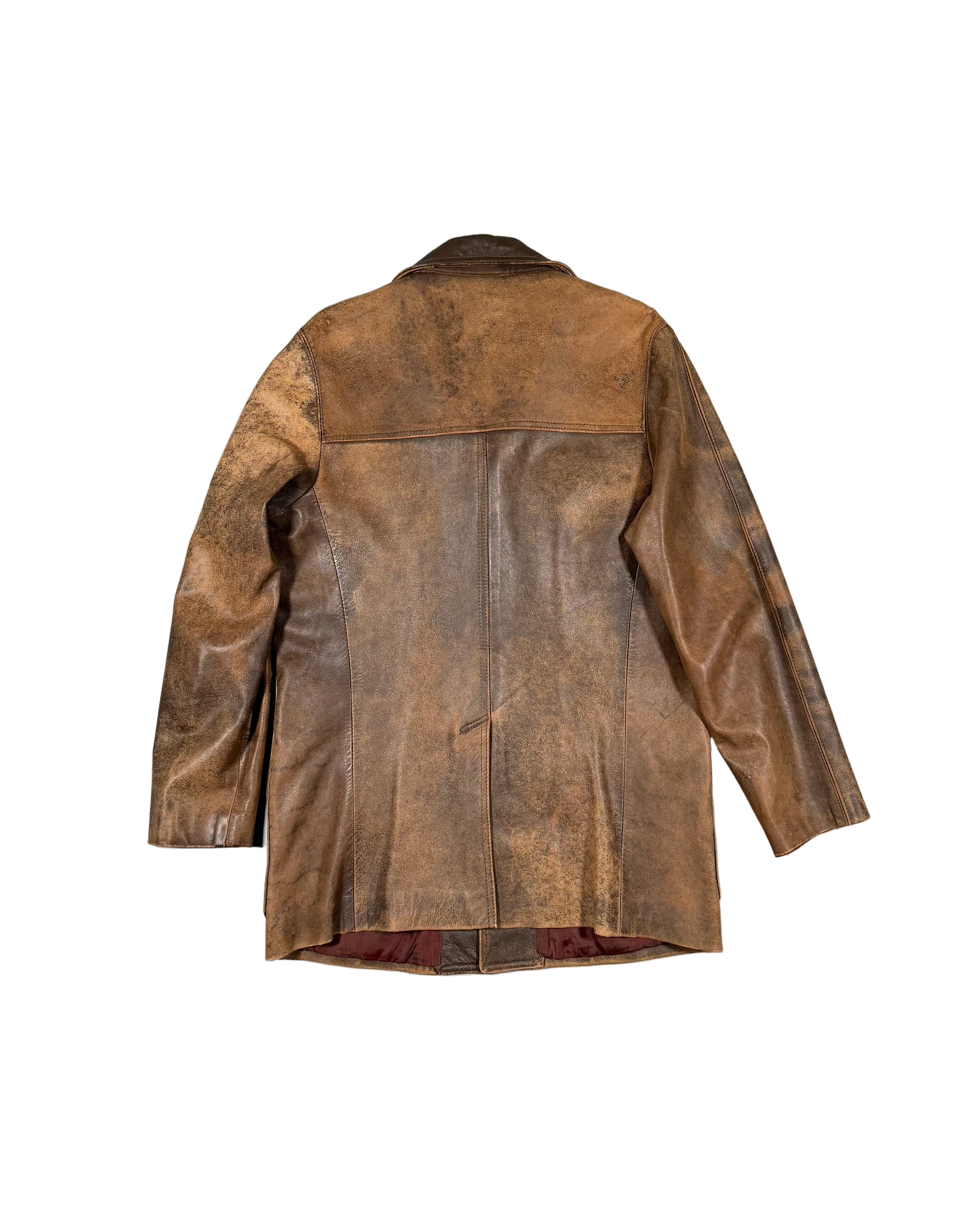 Pierre Cardin distressed leather coat