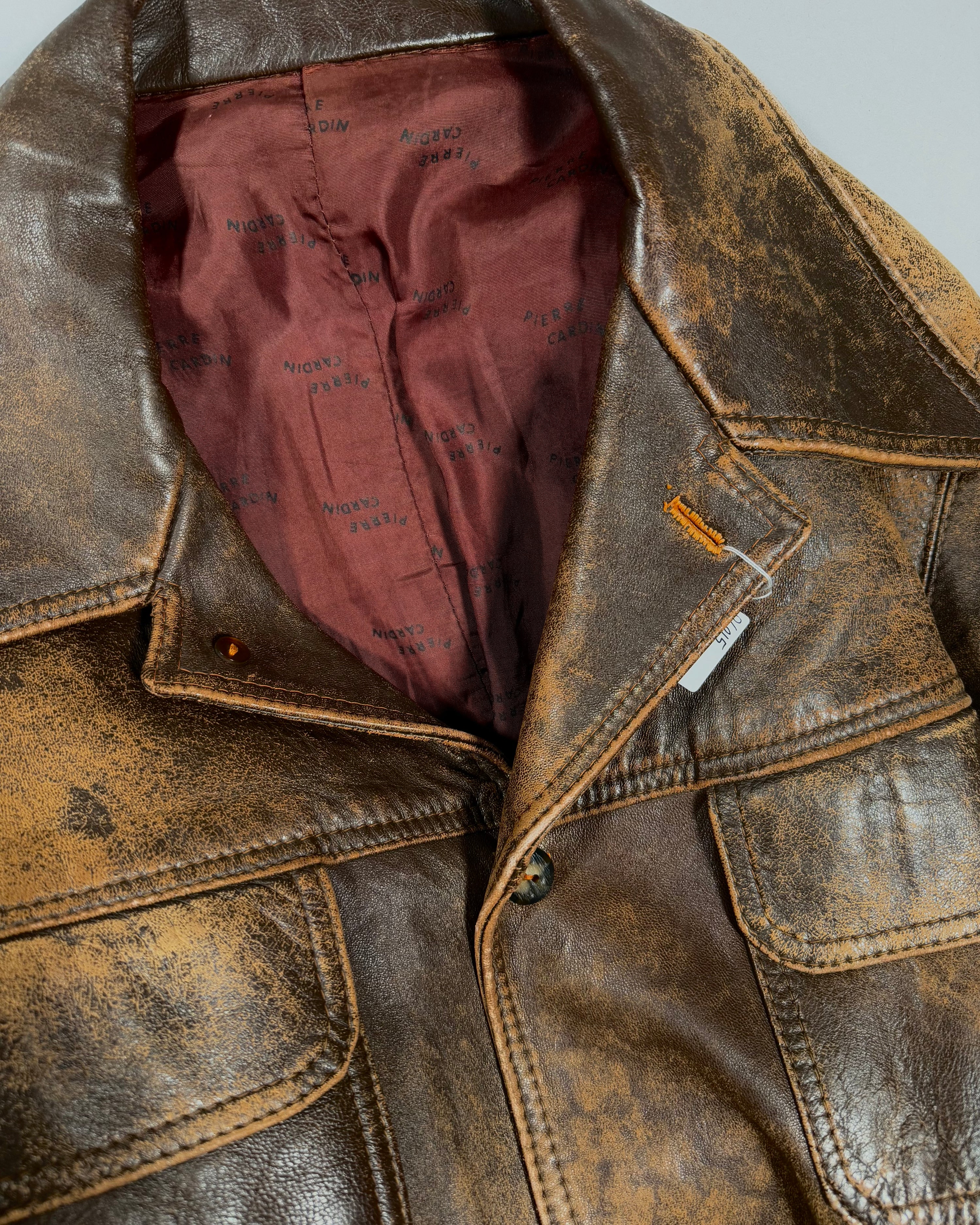 Pierre Cardin distressed leather coat