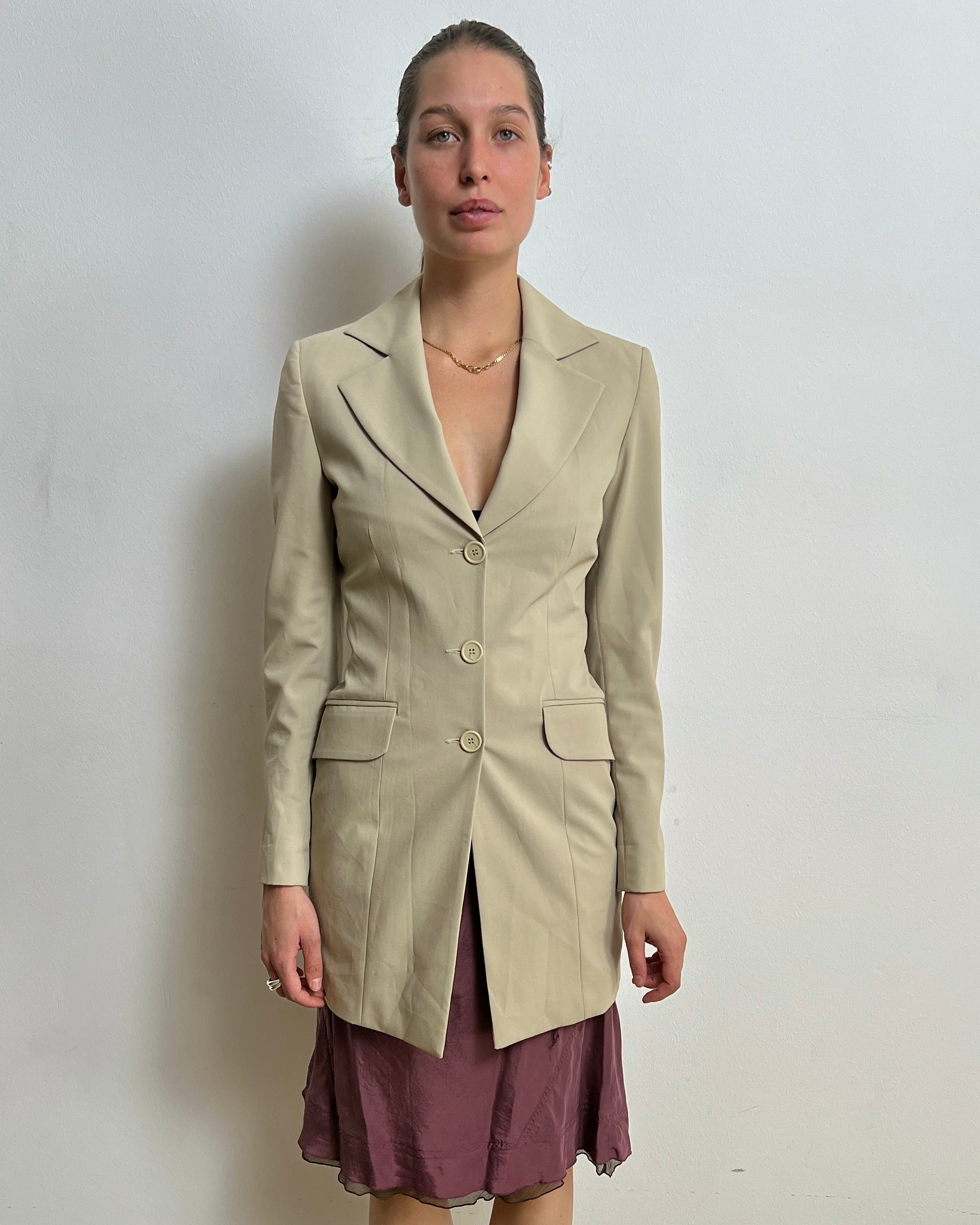 fitted longline blazer