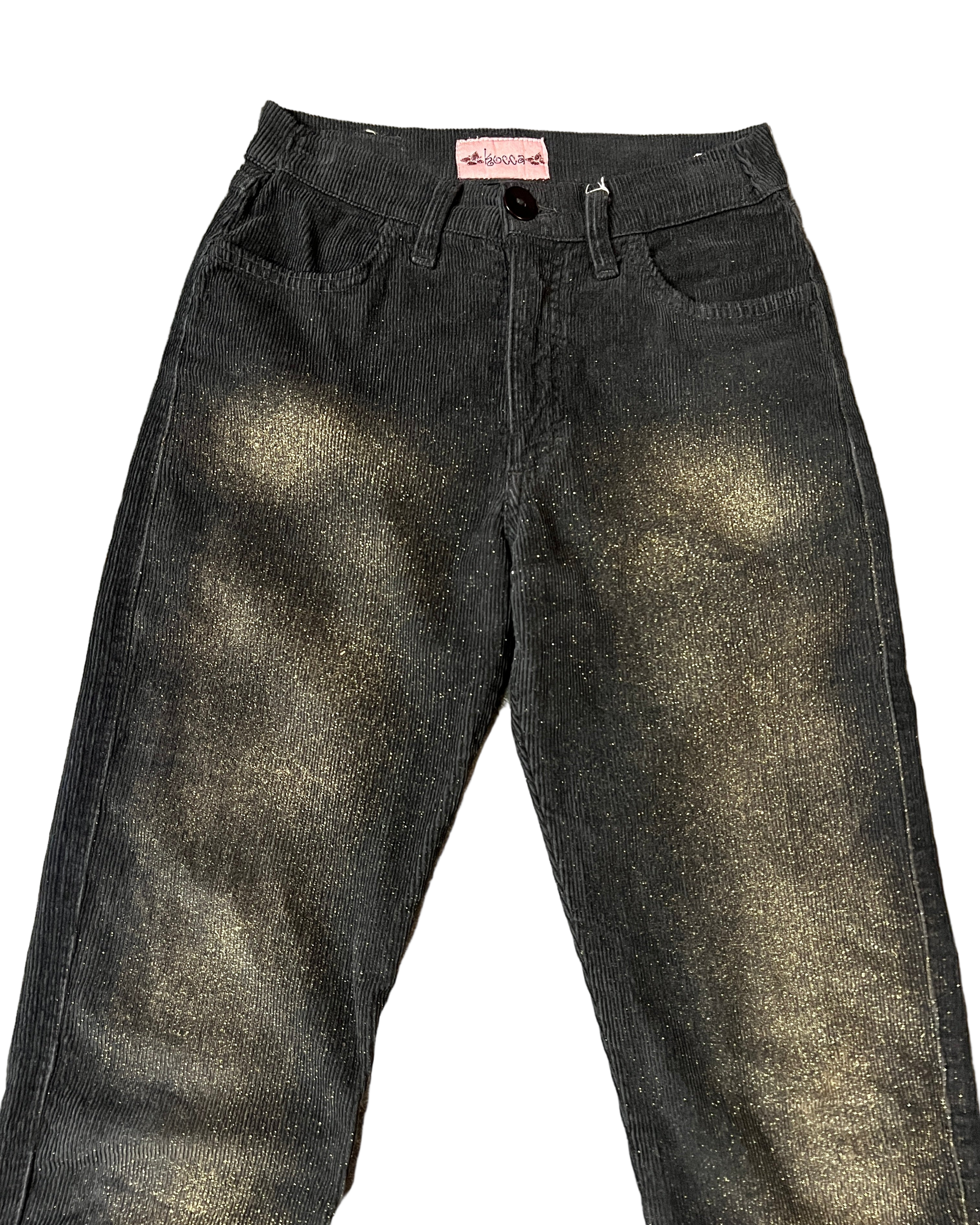 glitter flared corduroy trousers
