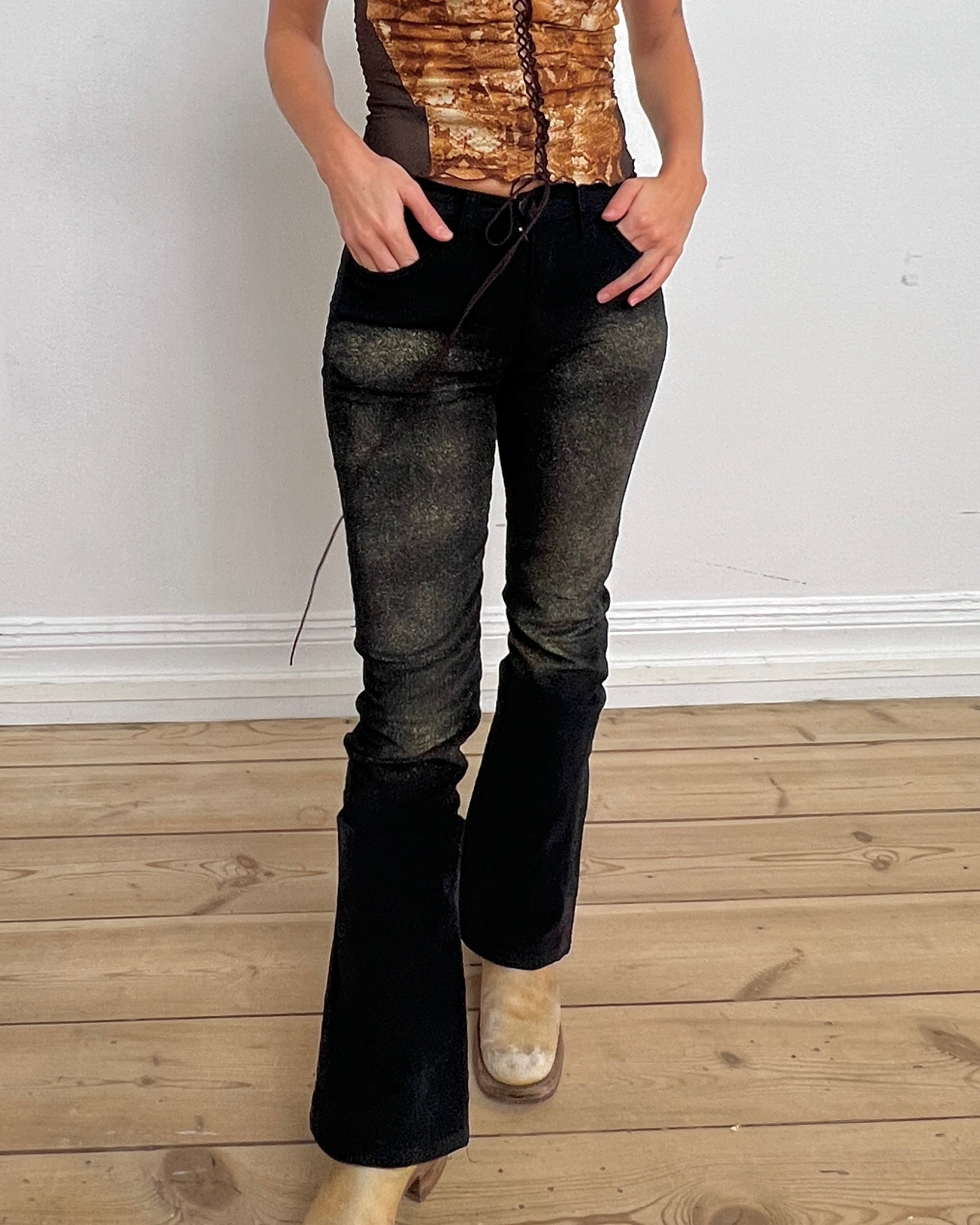 glitter flared corduroy trousers