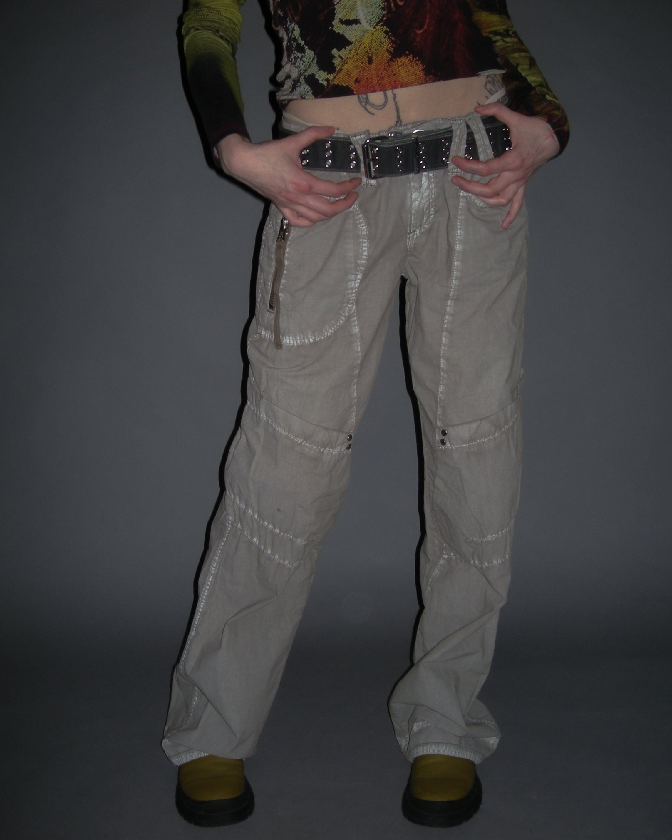 freesoul distressed cotton cargo trousers