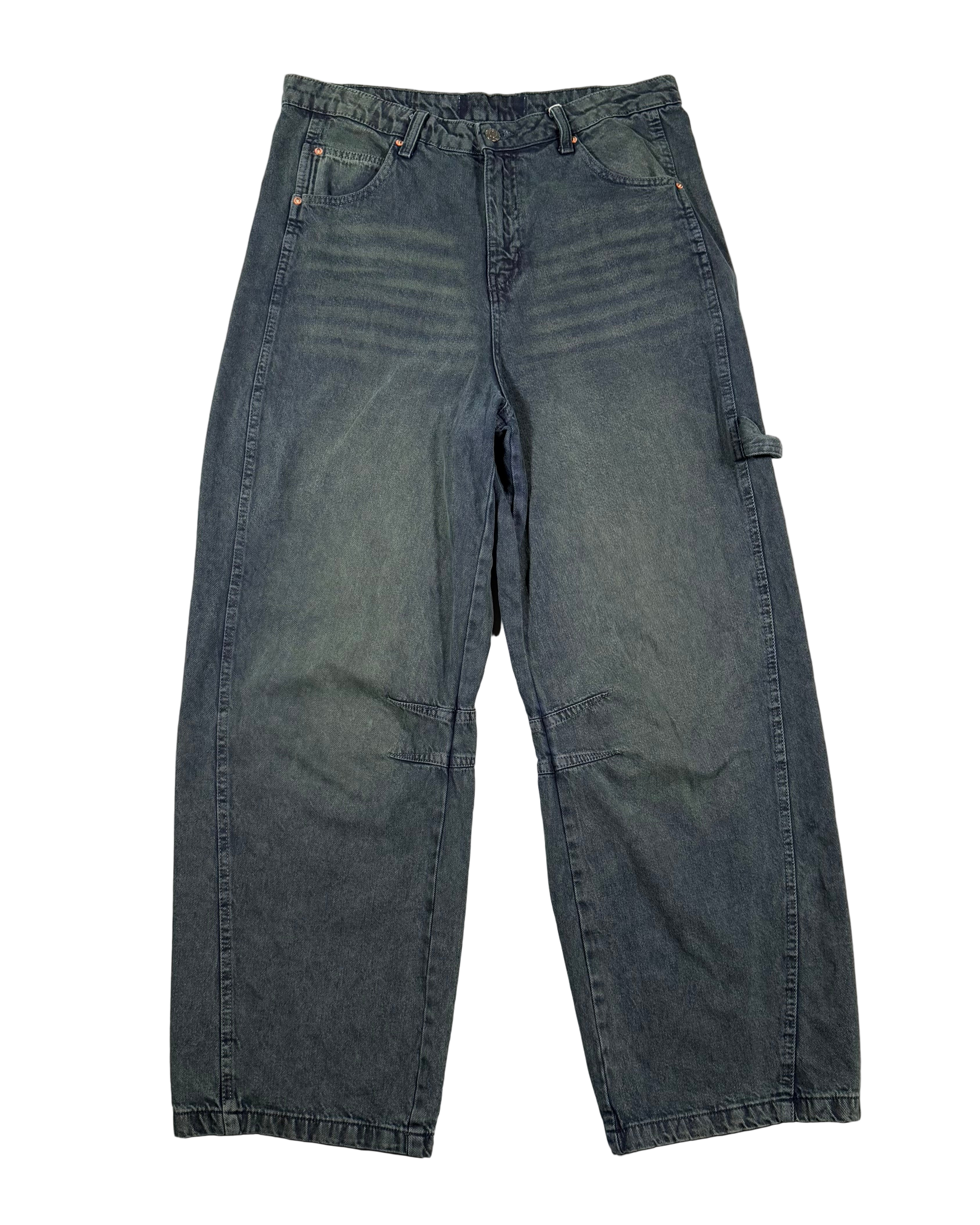 denim baggy cargo trousers