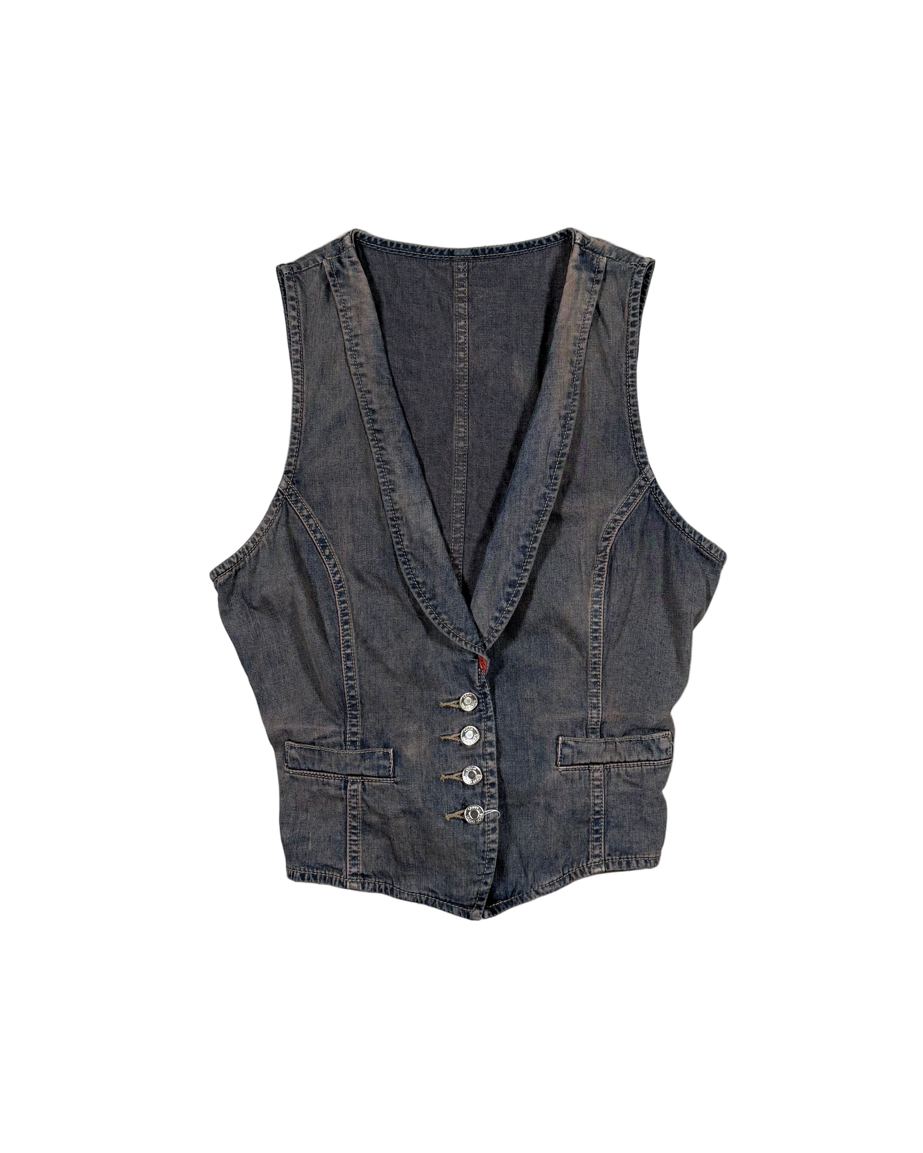 HUGO BOSS denim low V neck waistcoat