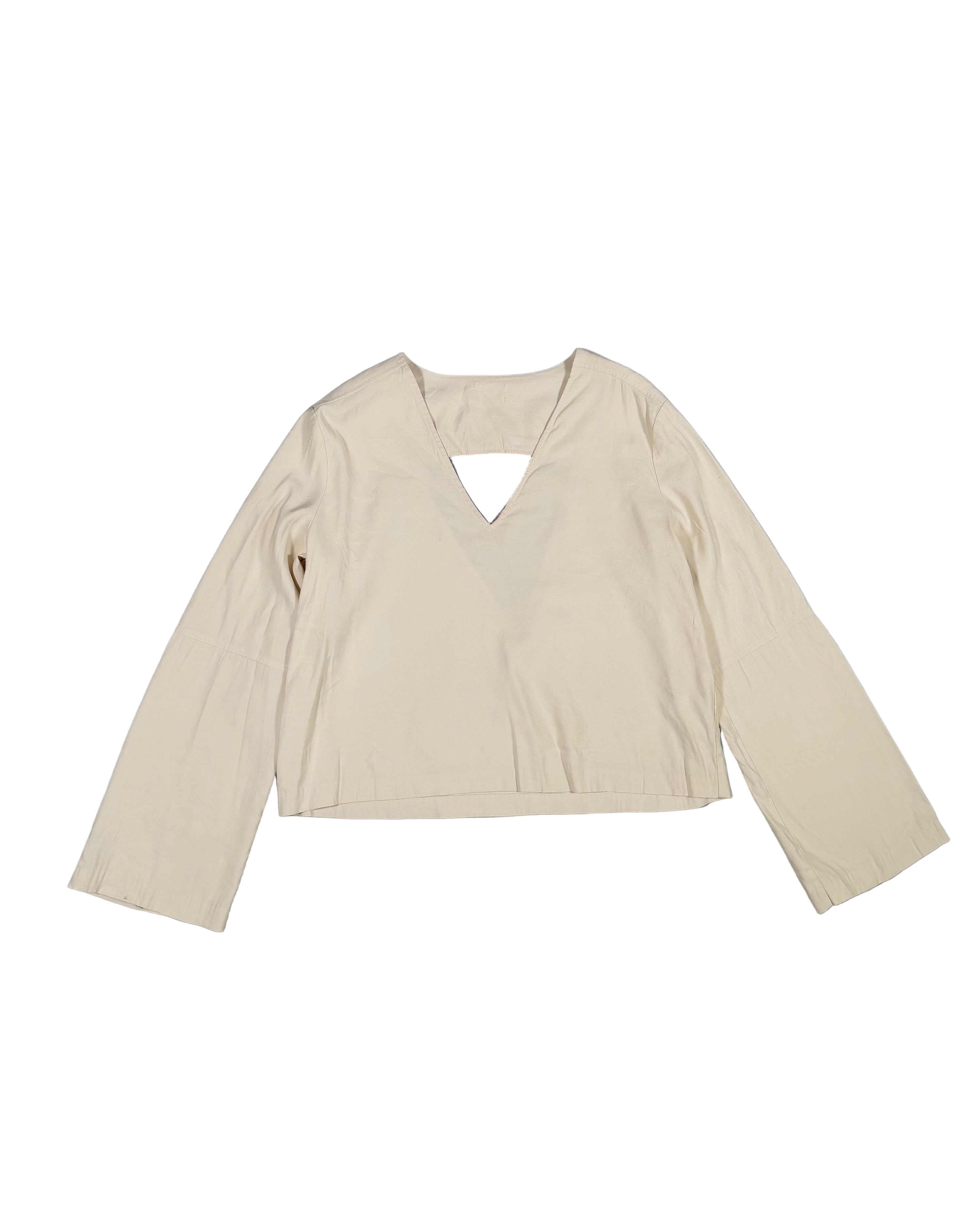 V neck trumpet sleeve blouse