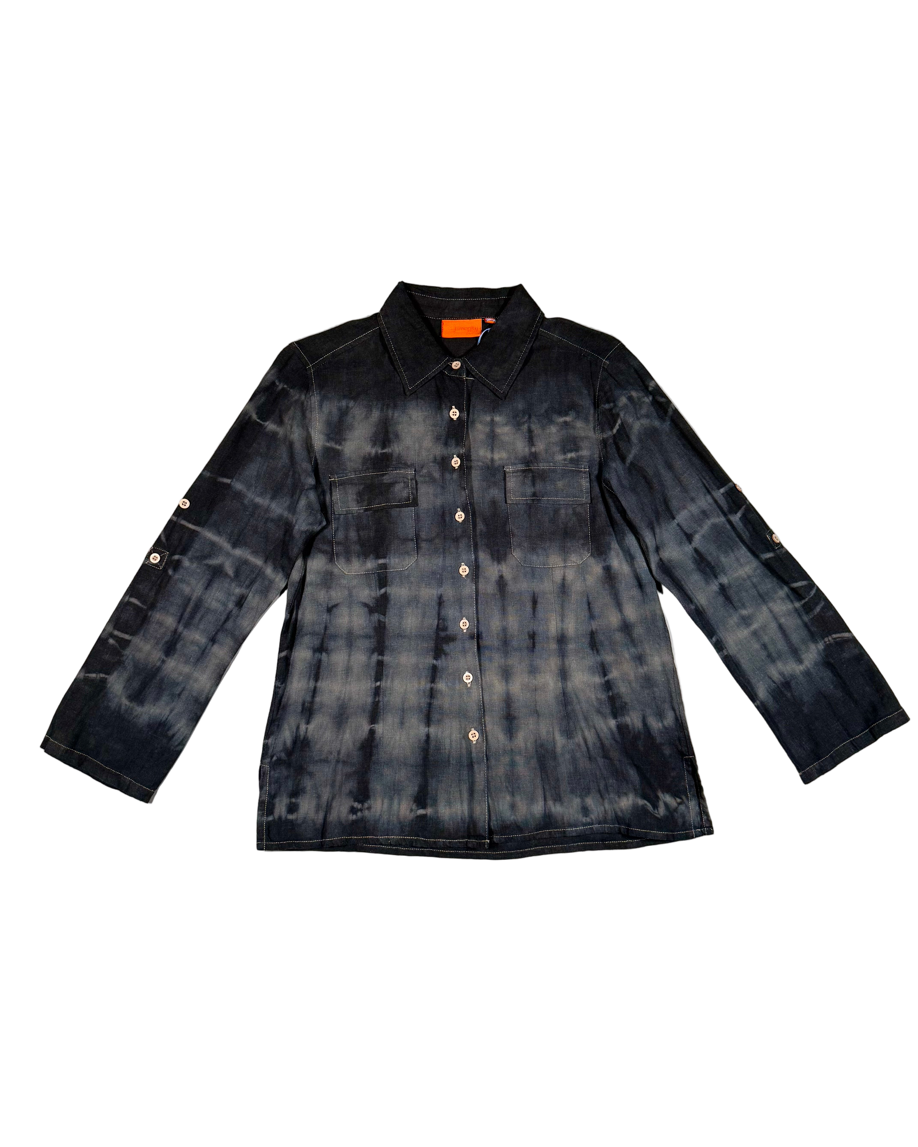 RE-MADE tie dye linen safari shirt