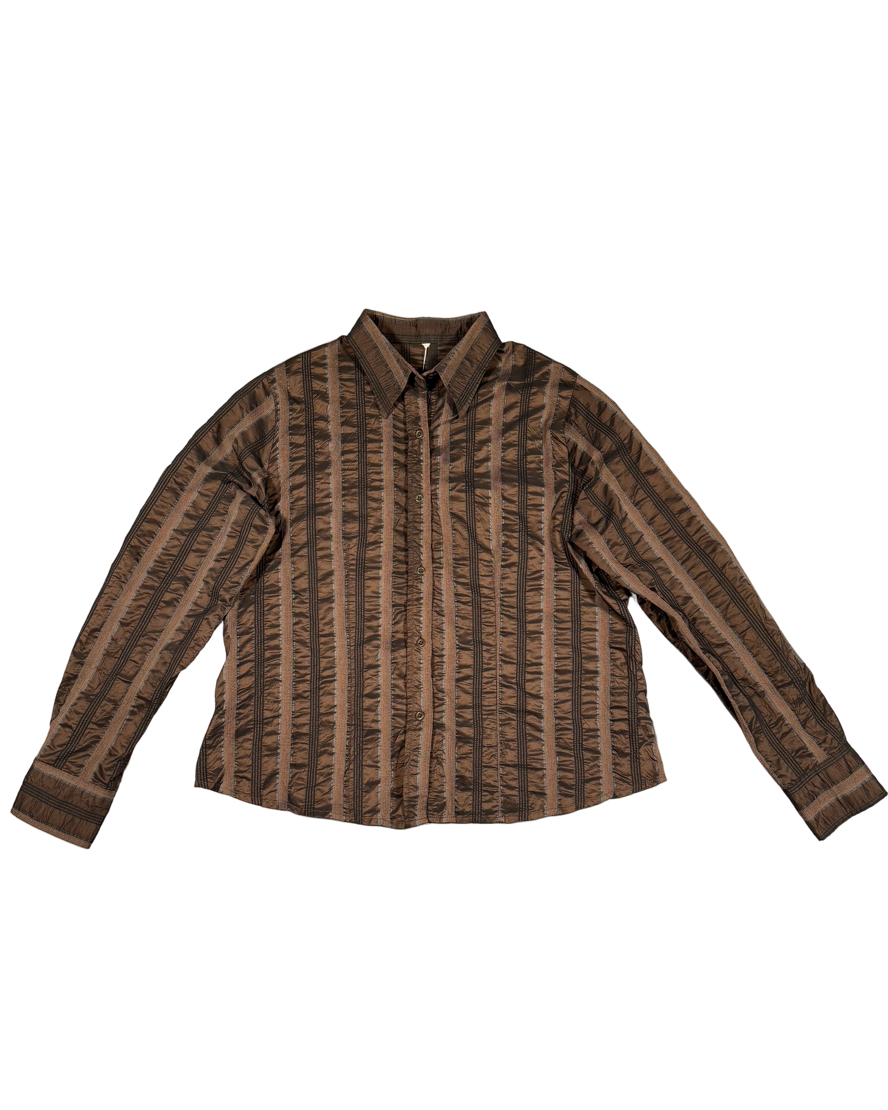 crinkle stripe boxy shirt
