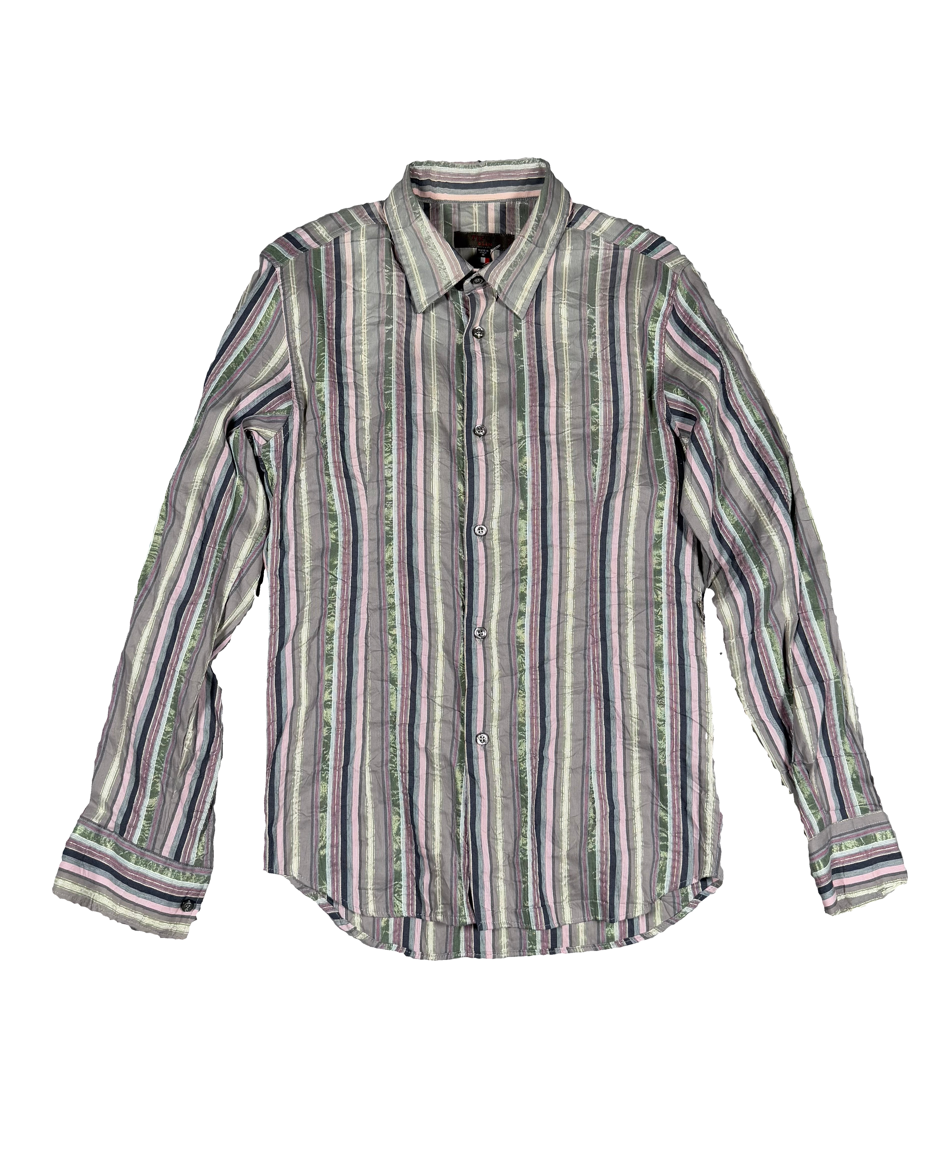 metallic stripe slim fit shirt