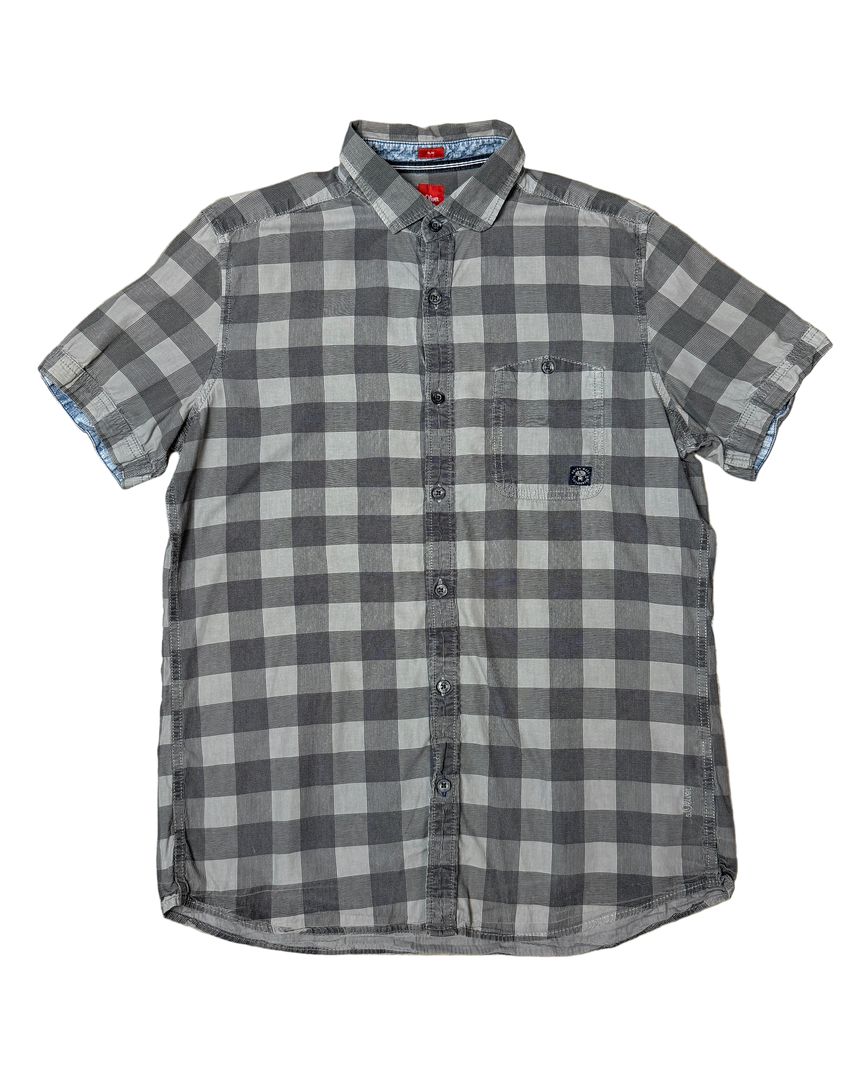 S.Oliver grey check short sleeve shirt